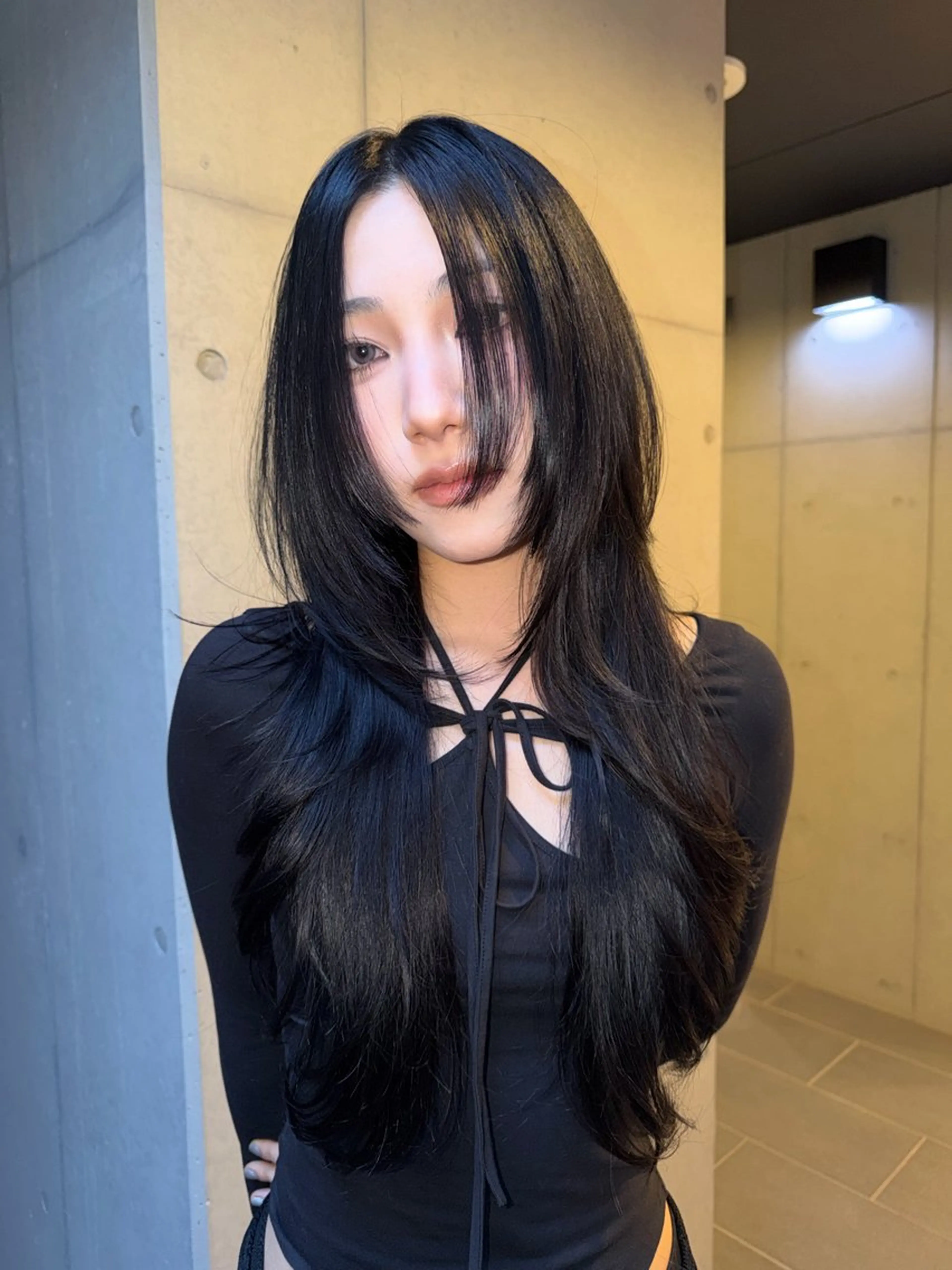 ロング カラー ハッシュカット 姫カット レイヤーカット カット ヘアカラー 似合わせウルフ/ レイヤー/山本祐輔のヘアスタイル