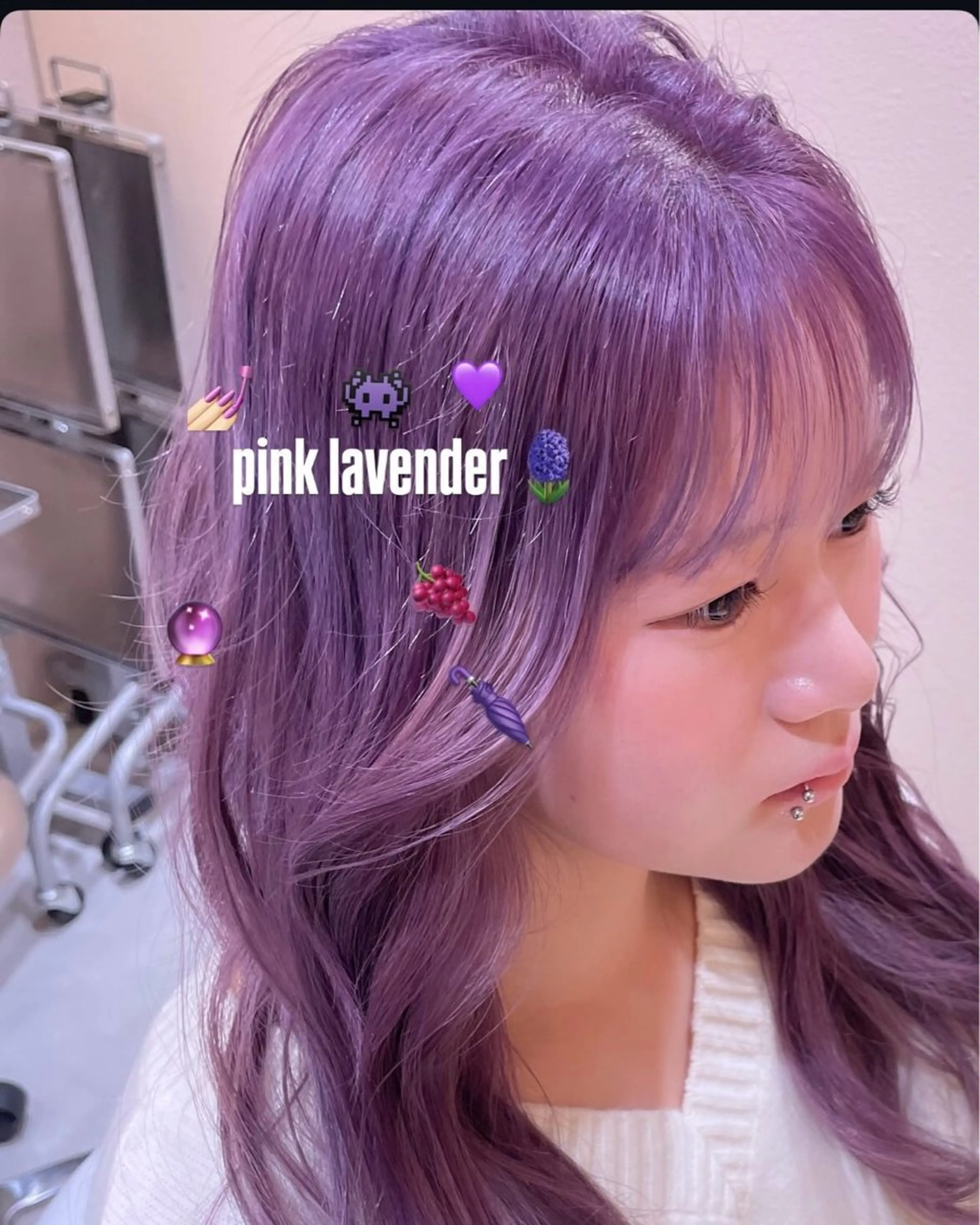 ロング カラー パープルカラー sand yena 横浜所属・🌟似合わせカット No.1🌟ホノのヘアスタイル