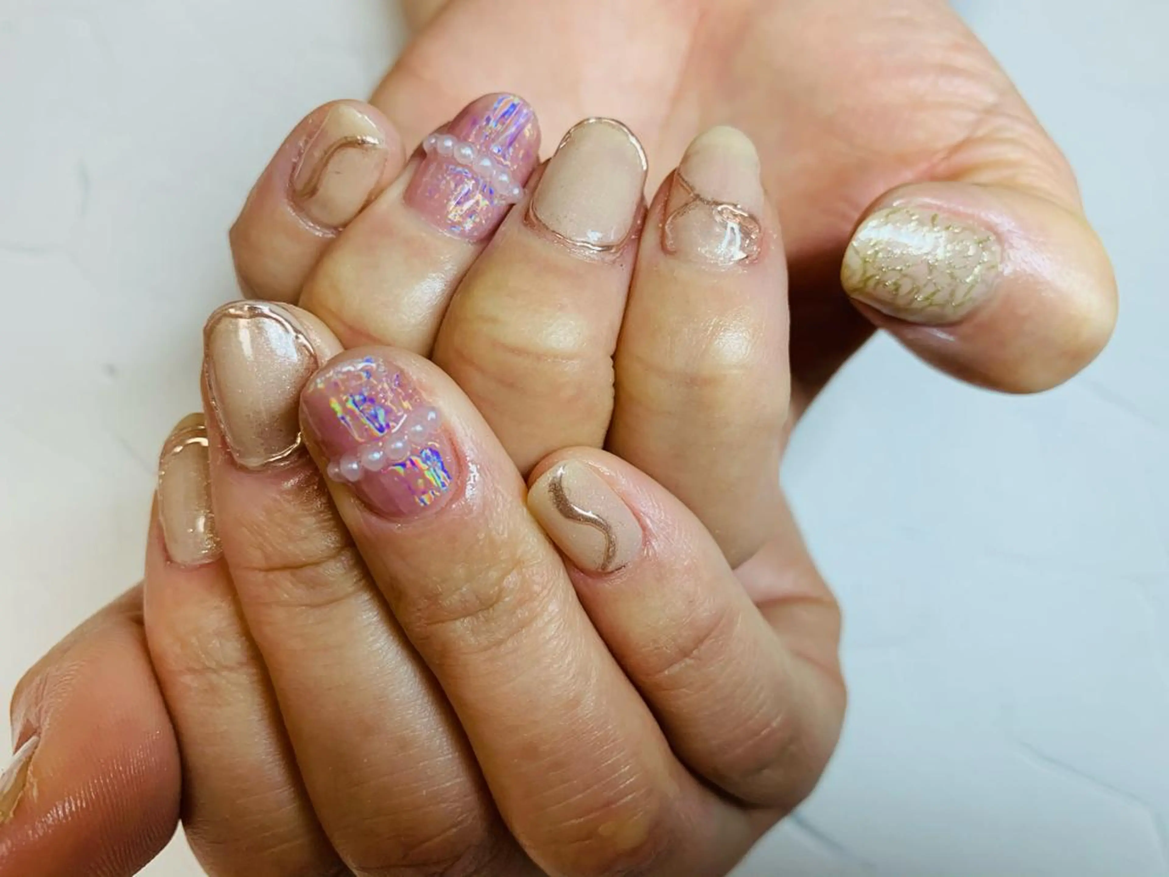 ネイル オーロラネイル クリアネイル ミラーネイル noheanail YONEDAのネイルデザイン