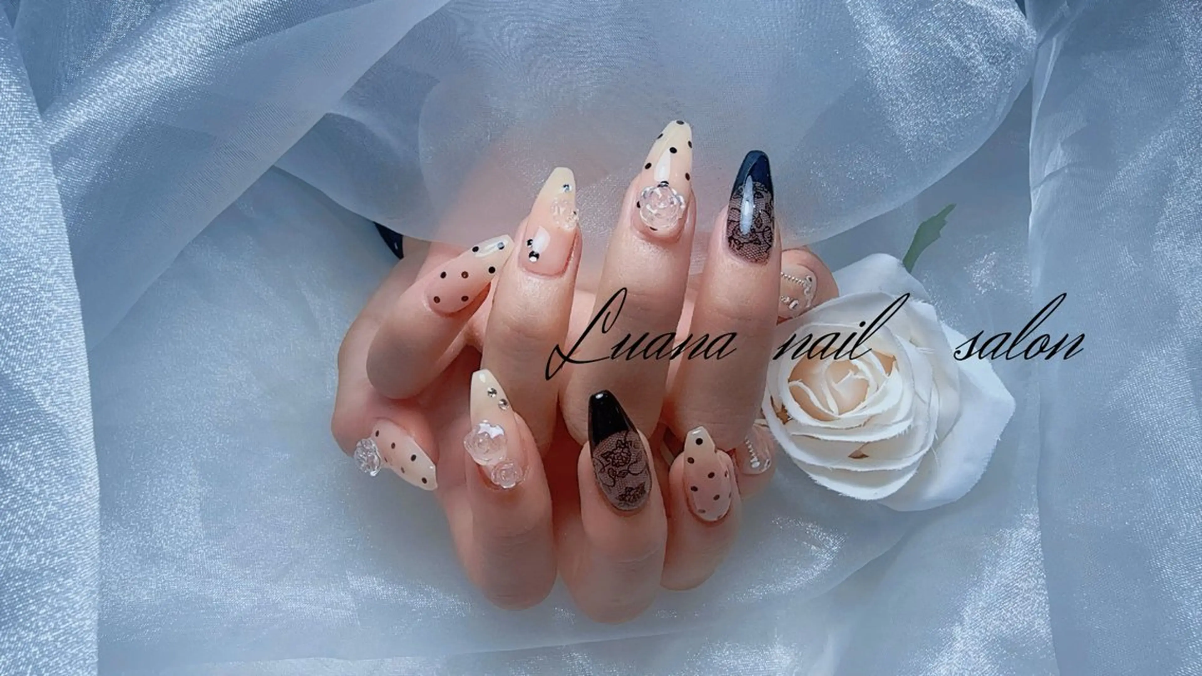 ネイル フラッシュネイル フレンチネイル 韓国ネイル ロングネイル マグネットネイル ハンドネイル ルアナネイルサロン所属・ルアナネイル サロンのネイルデザイン