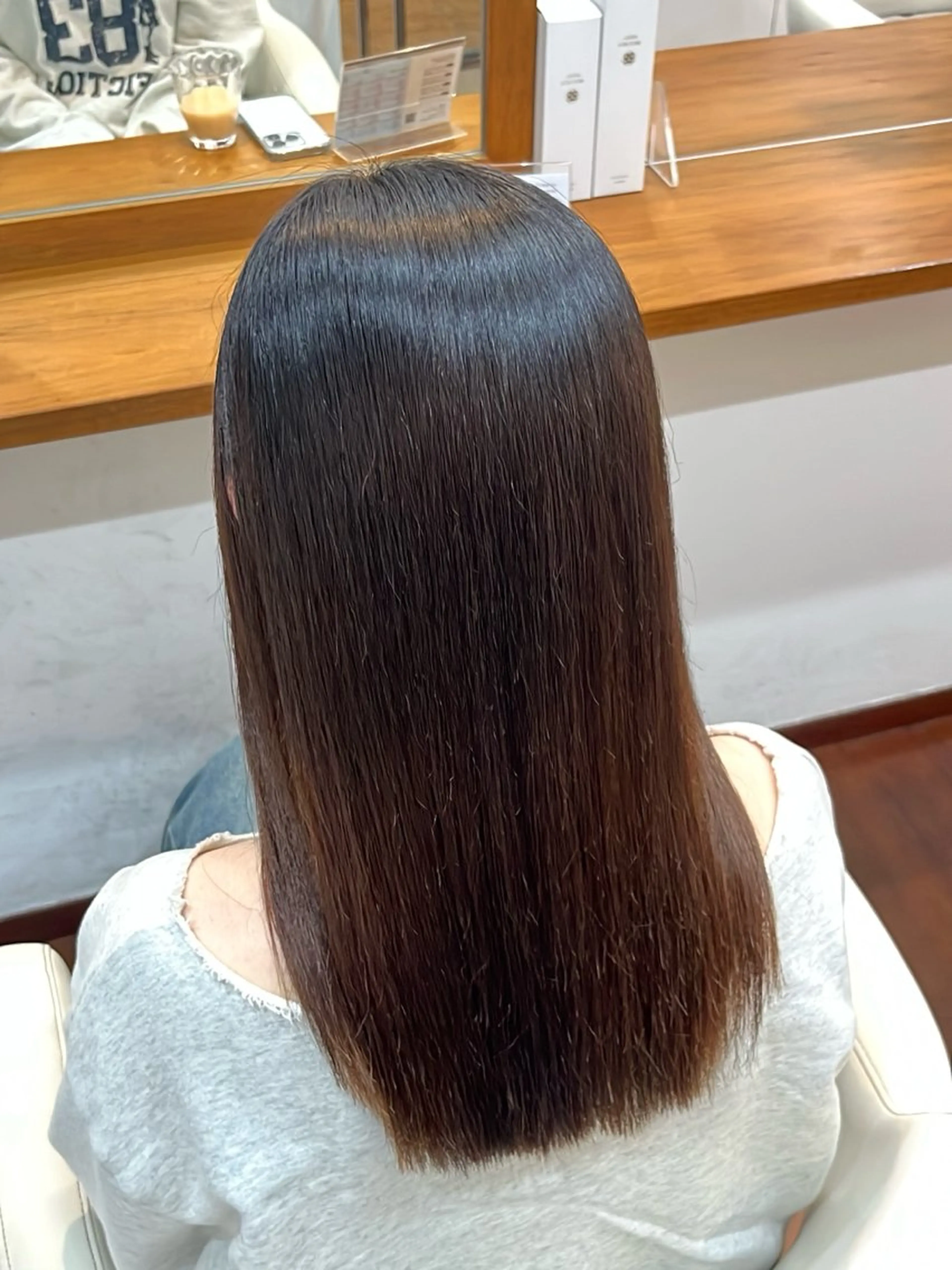 セミロング パーマ 酸性ストレート ストレートパーマ カット 縮毛矯正 トリートメント 今在家 玲【艶髪スト レート/メンズ】のヘアスタイル