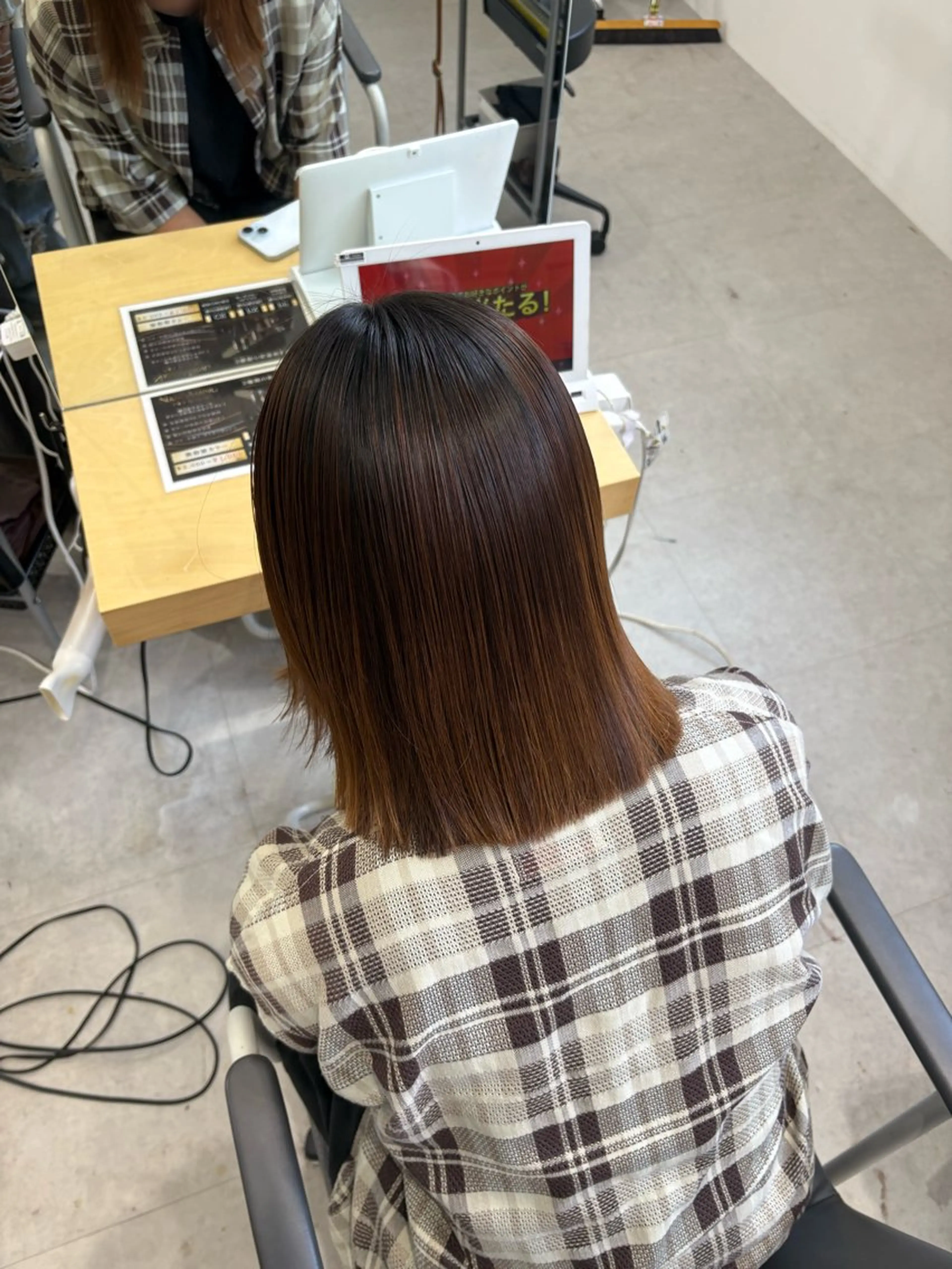 ミディアム 髪質改善 トリートメント 酸性ストレート カット 縮毛矯正 トリートメント SOYON西大寺店所属・ダブルカラー/ 髪質改善💎安藤のヘアスタイル