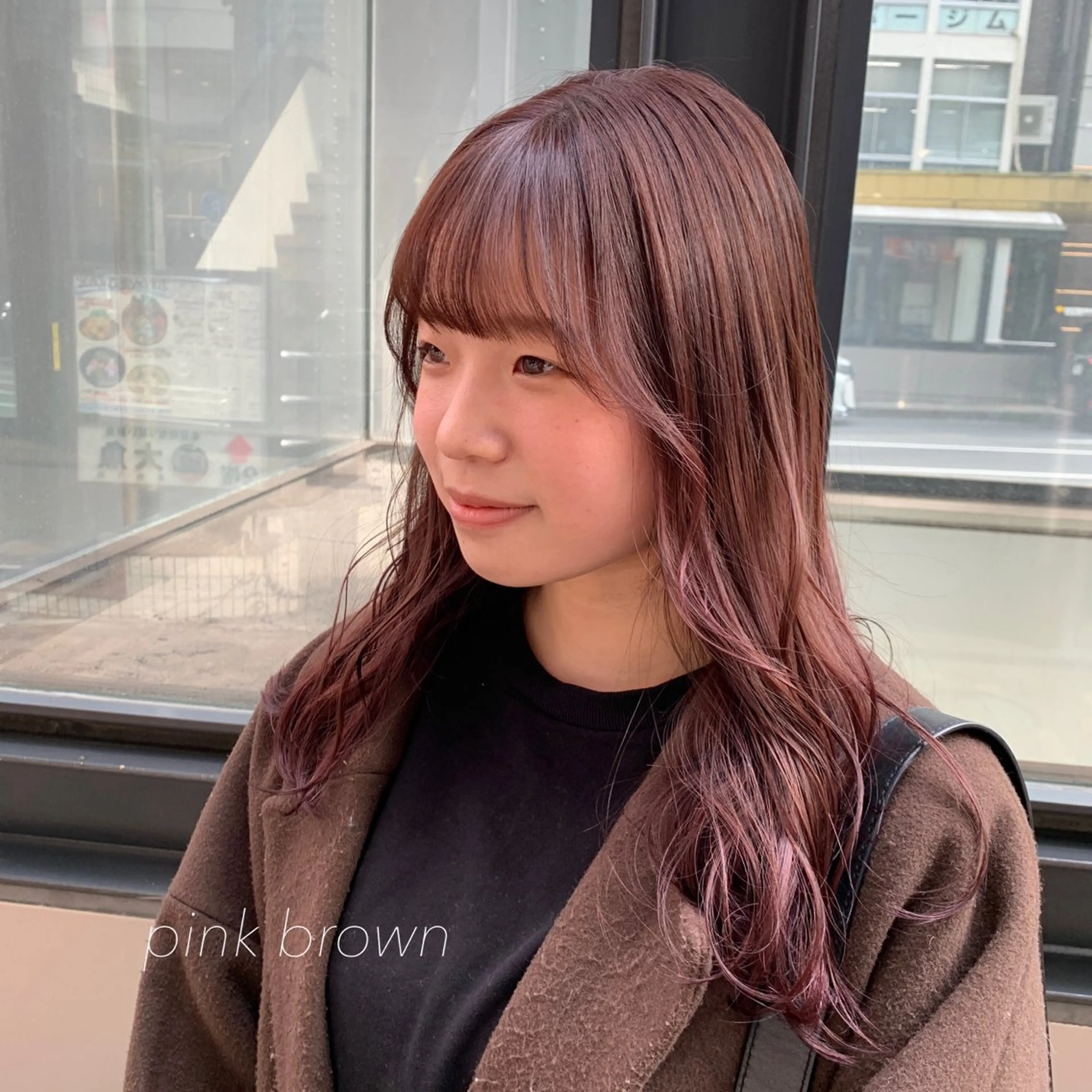セミロング カラー ブラウンカラー ピンクカラー ピンクブラウン 似合わせカット得意 💛RENA💛のヘアスタイル