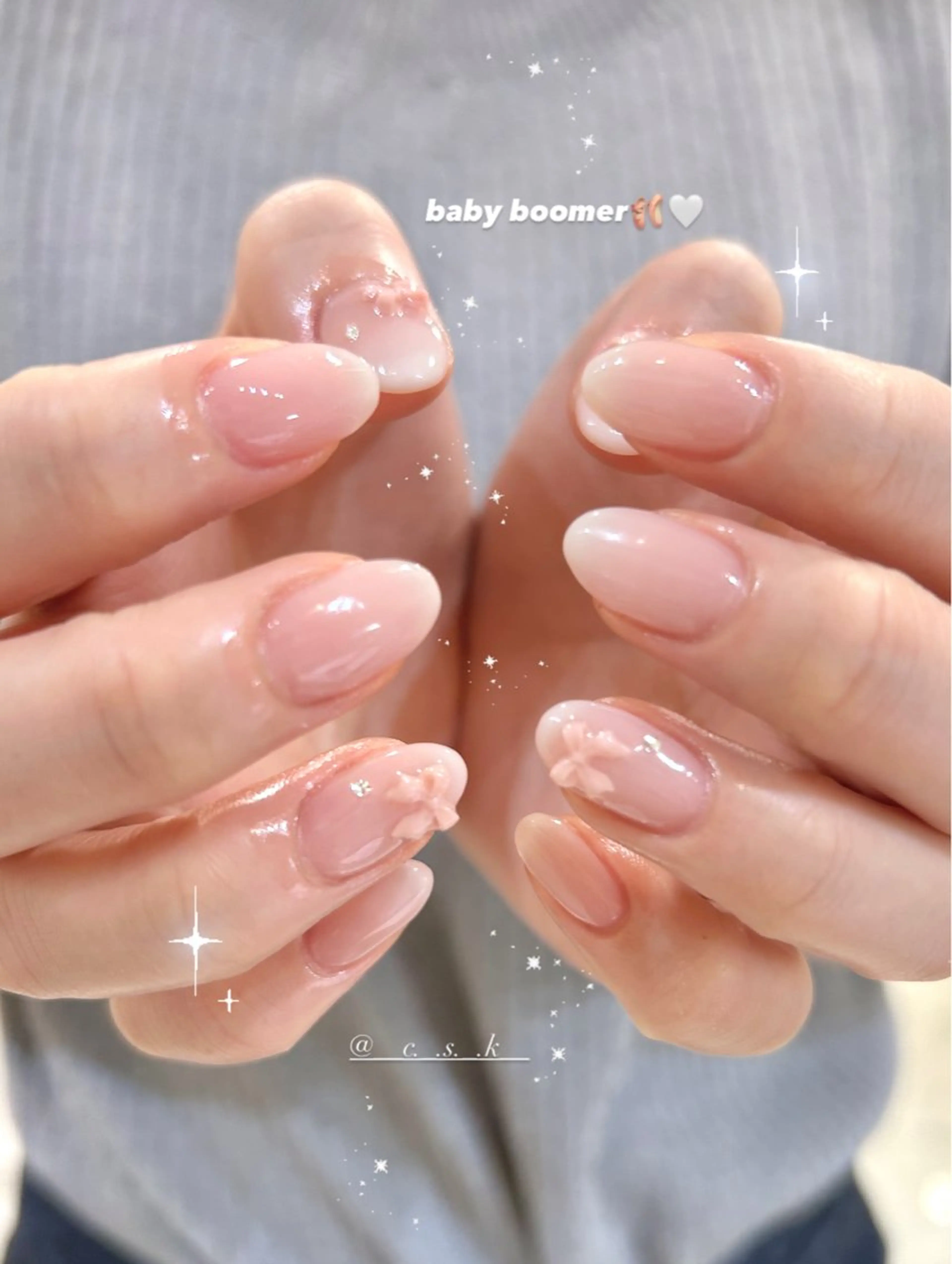 ネイル クリアネイル リボン ハンドネイル 🎀チーク/ちゅるん 🫧chisa🎀のネイルデザイン