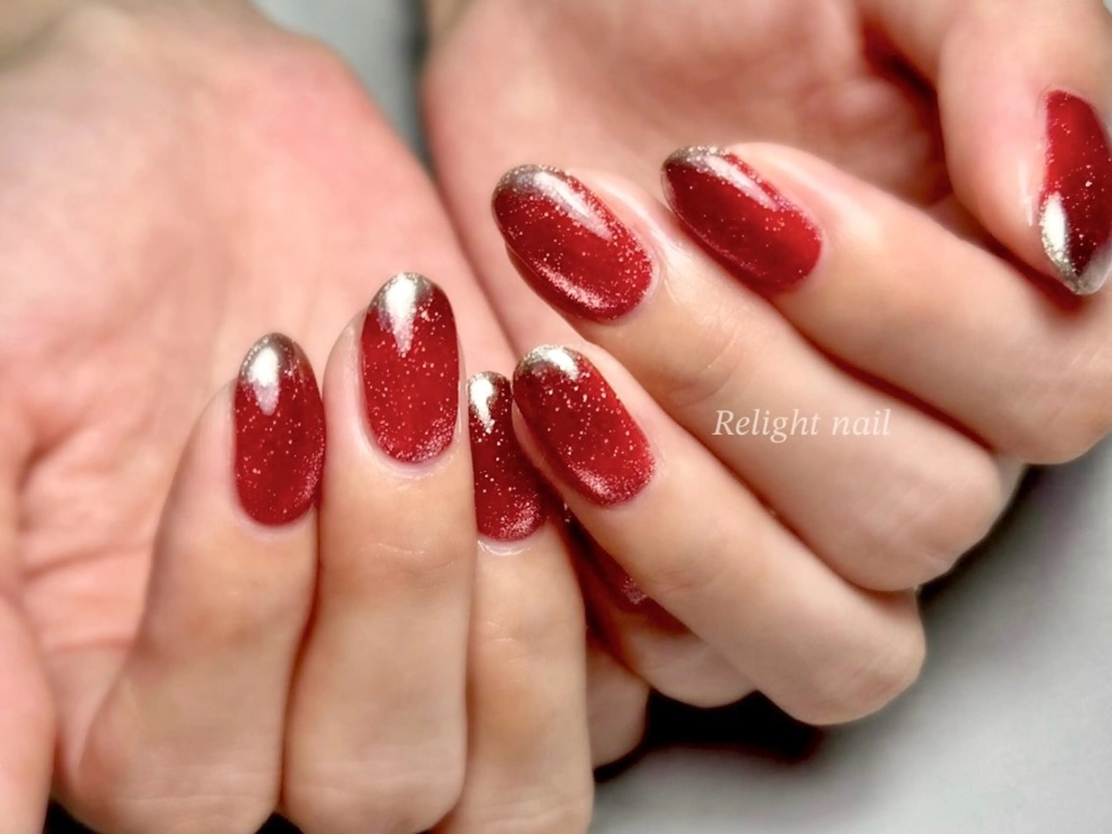 ネイル フラッシュネイル フラッシュマグ キラキラネイル ラメ(グリッター) ミラーネイル ハンドネイル Relight RIEのネイルデザイン