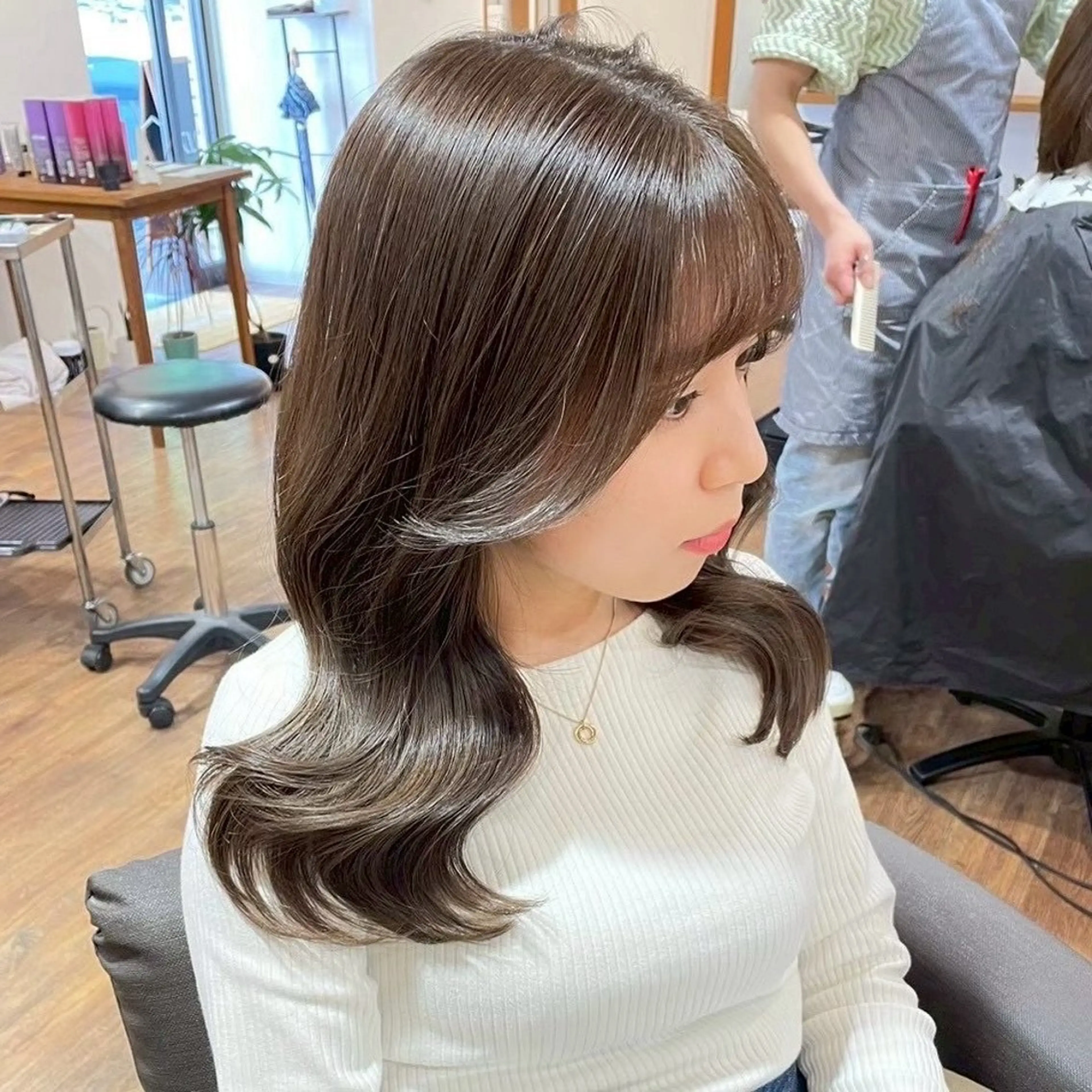 セミロング カット 縮毛矯正 こうき/前髪割れ癖 改善/カット/カラーのヘアスタイル