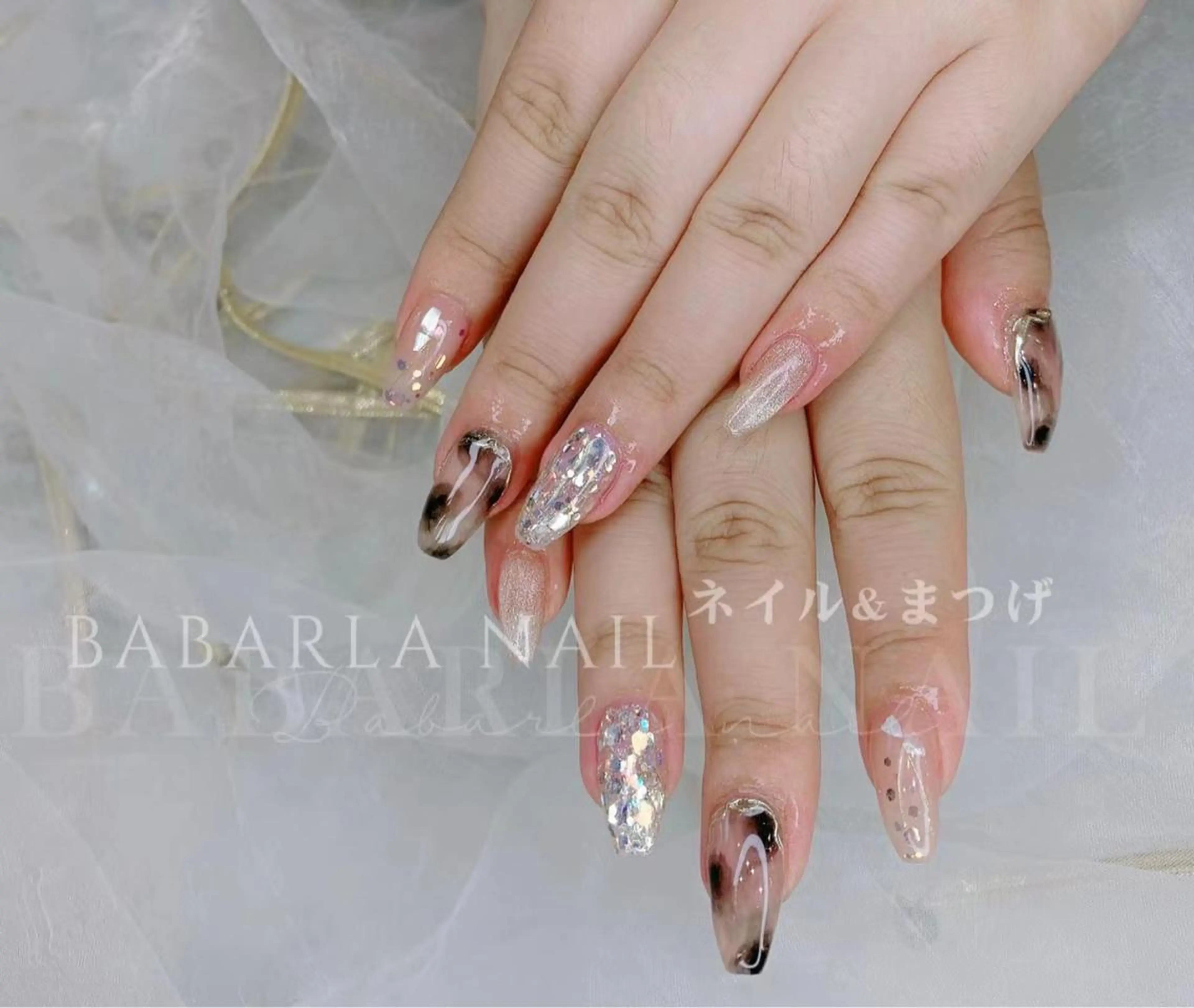 ネイル アートネイル オーロラネイル べっ甲ネイル ラメ(グリッター) Babarla nailのネイルデザイン