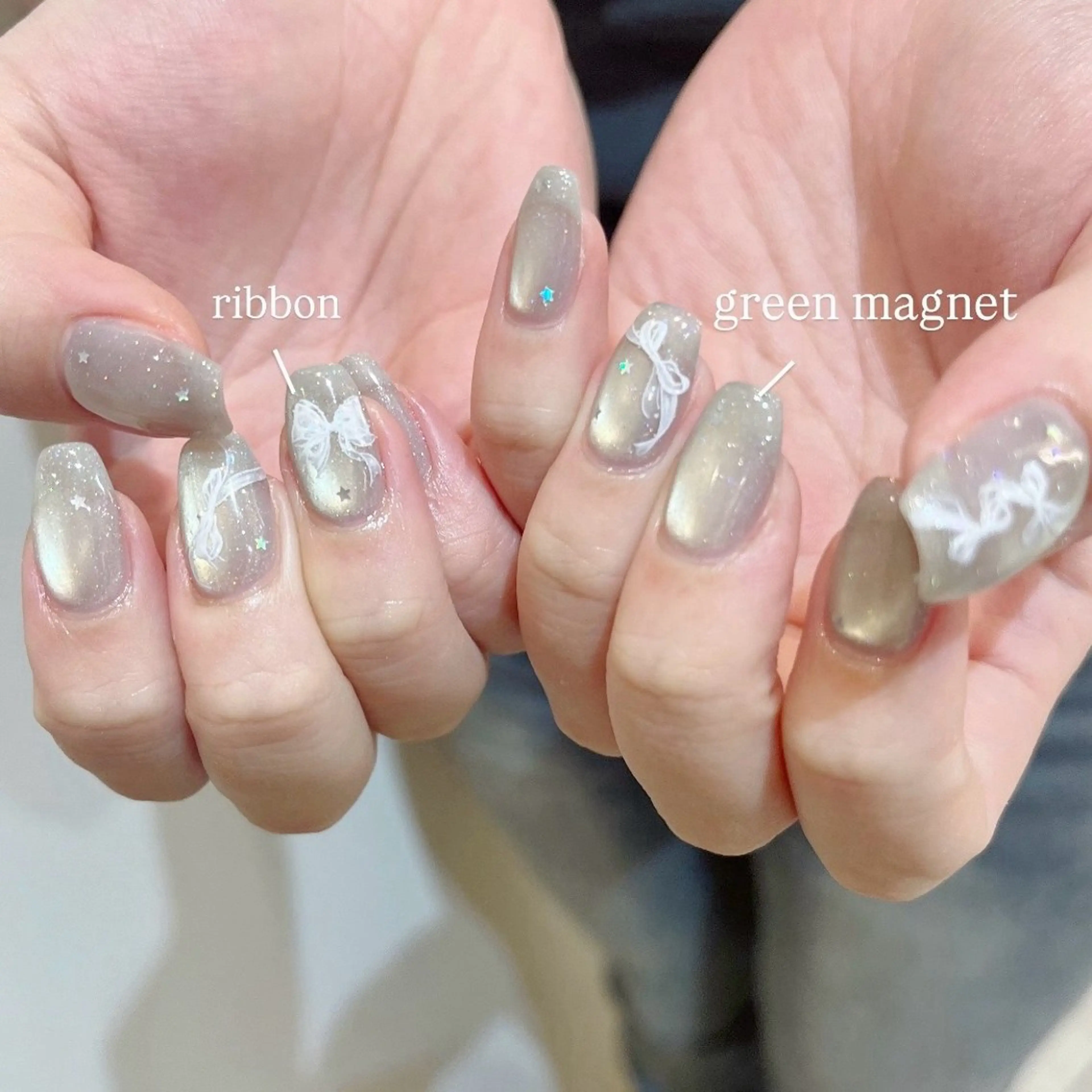 ネイル グリーン ハンドネイル Momone /渋谷/パラジェルのネイルデザイン