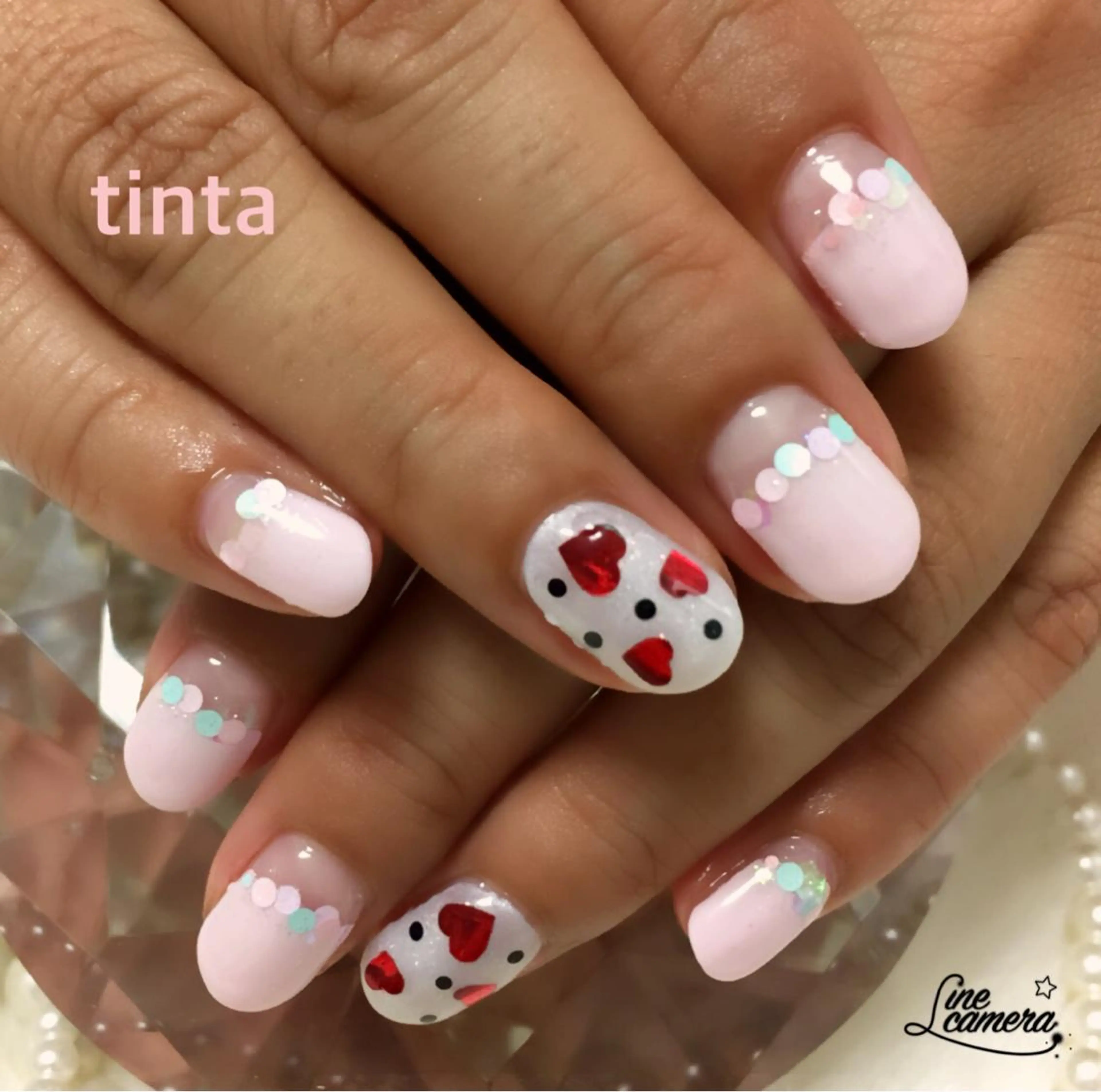 ネイル フレンチネイル ハート ネイルサロン ティンタ所属・馬場 典子のネイルデザイン