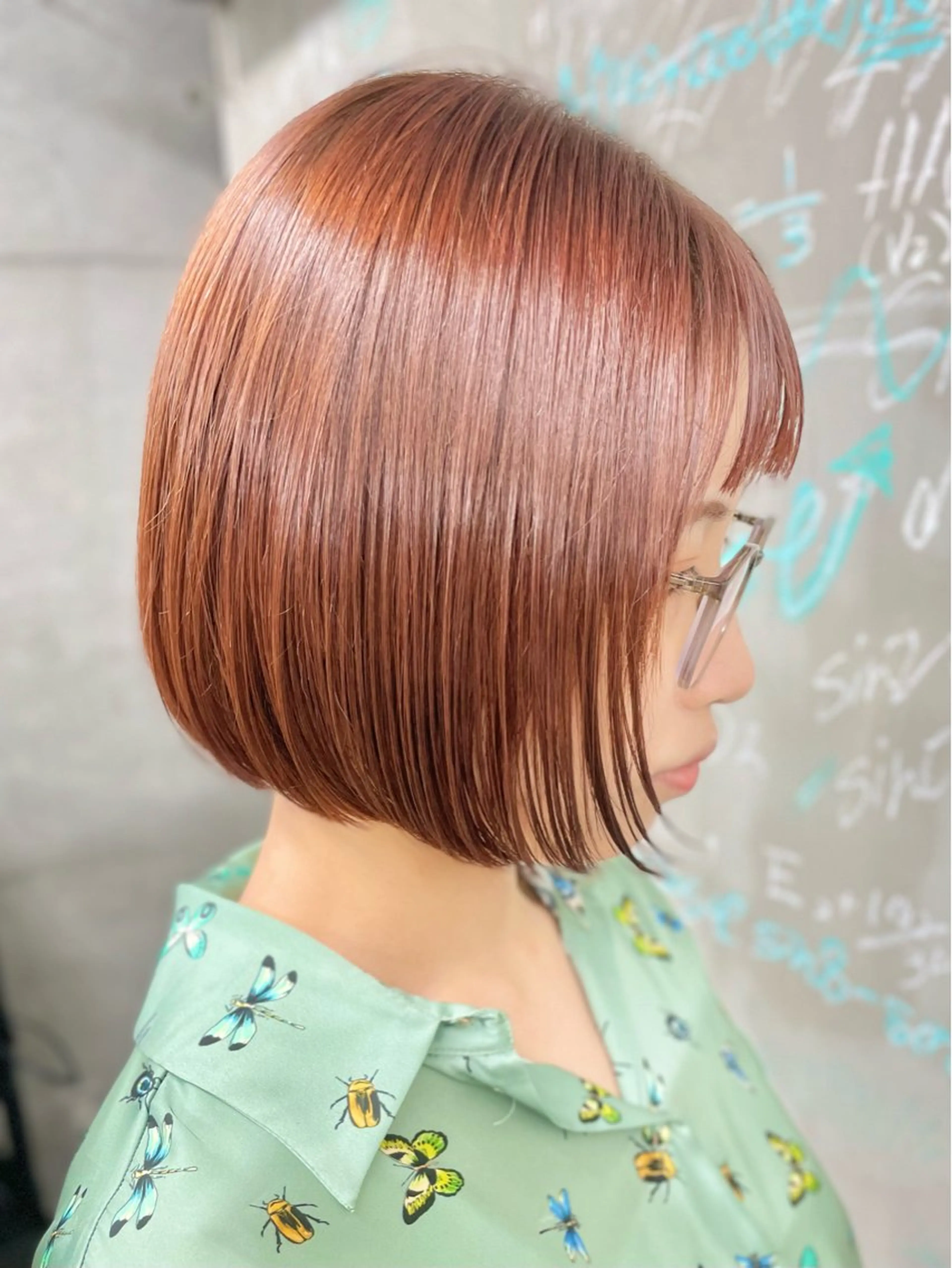 ショート アッシュ ボブ くびれヘア ハイライト レイヤーカット 表参道/髪質改善/ 髪質改善カラー/遠藤のヘアスタイル