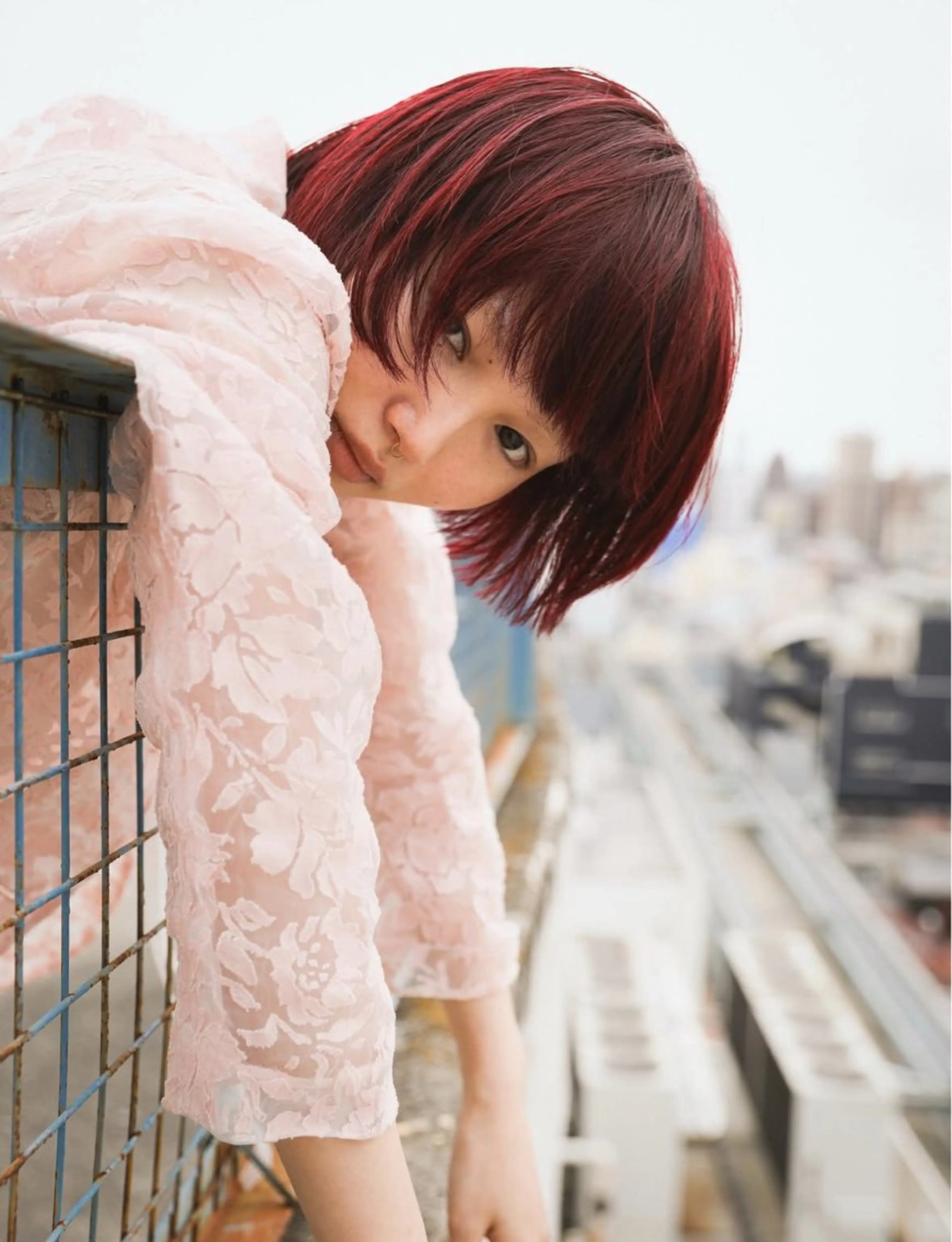 ショート カラー ボブ 顔まわりレイヤー レイヤーカット カット ヘアカラー パーマ /レイヤー 榛地渉馬 /矢場町のヘアスタイル