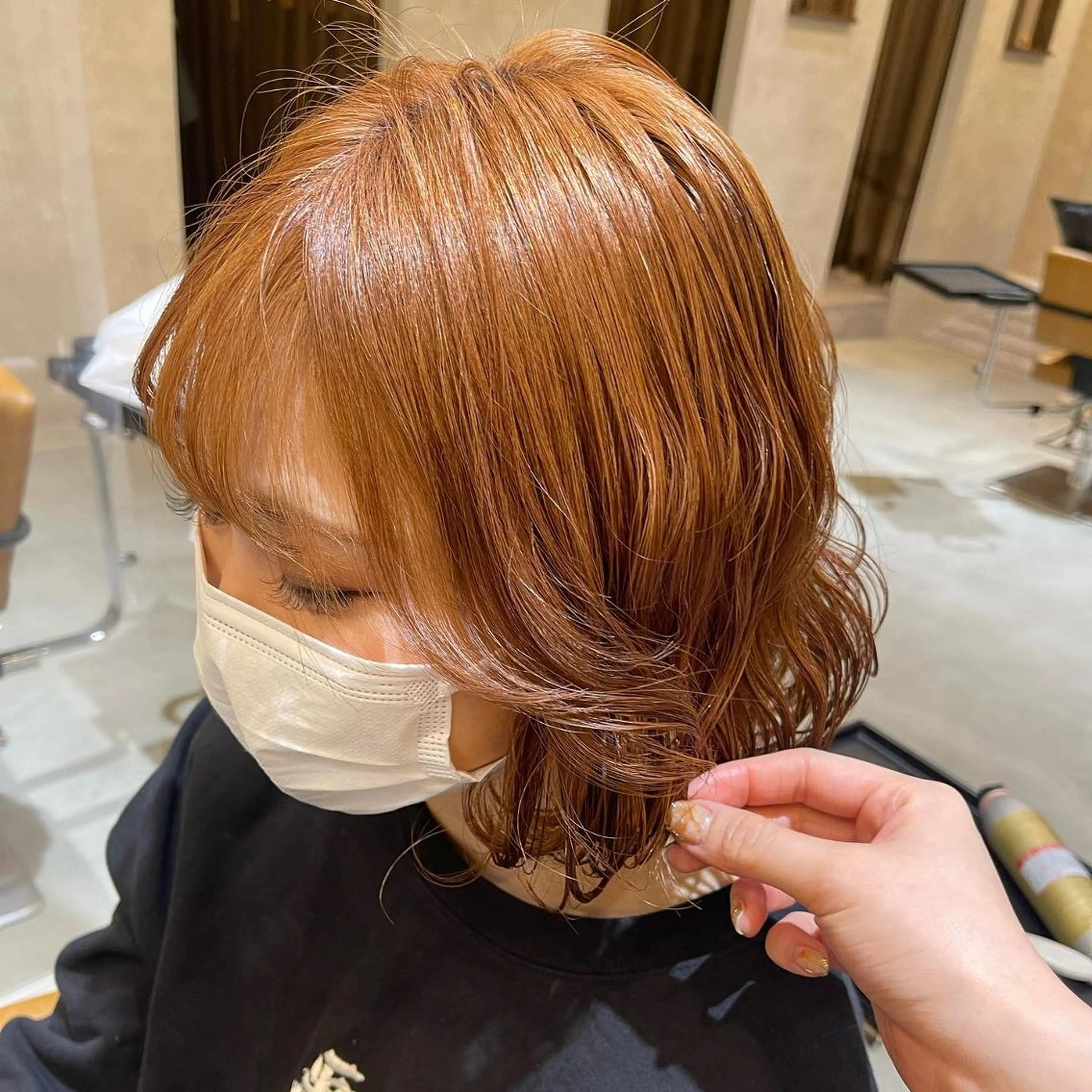 ミディアム カラー ヘアアレンジ イルミナカラー 髪質改善 レイヤーカット 外ハネヘア 縮毛矯正 ❥【韓国風ヘア】 stylist 林❥のエステ・リラクイメージ