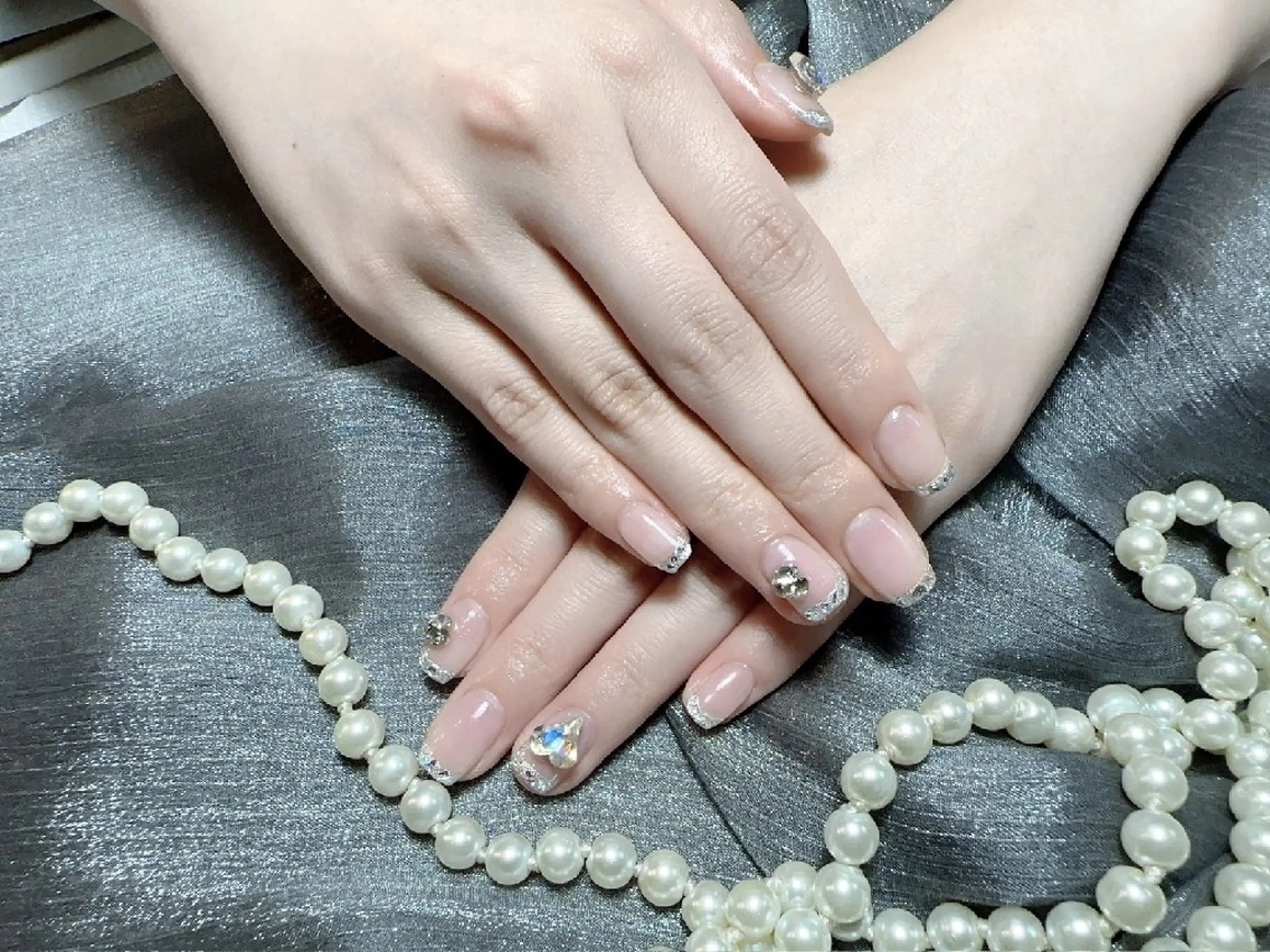 [ハンド]ガラスフレンチ♥クリアベースの写真