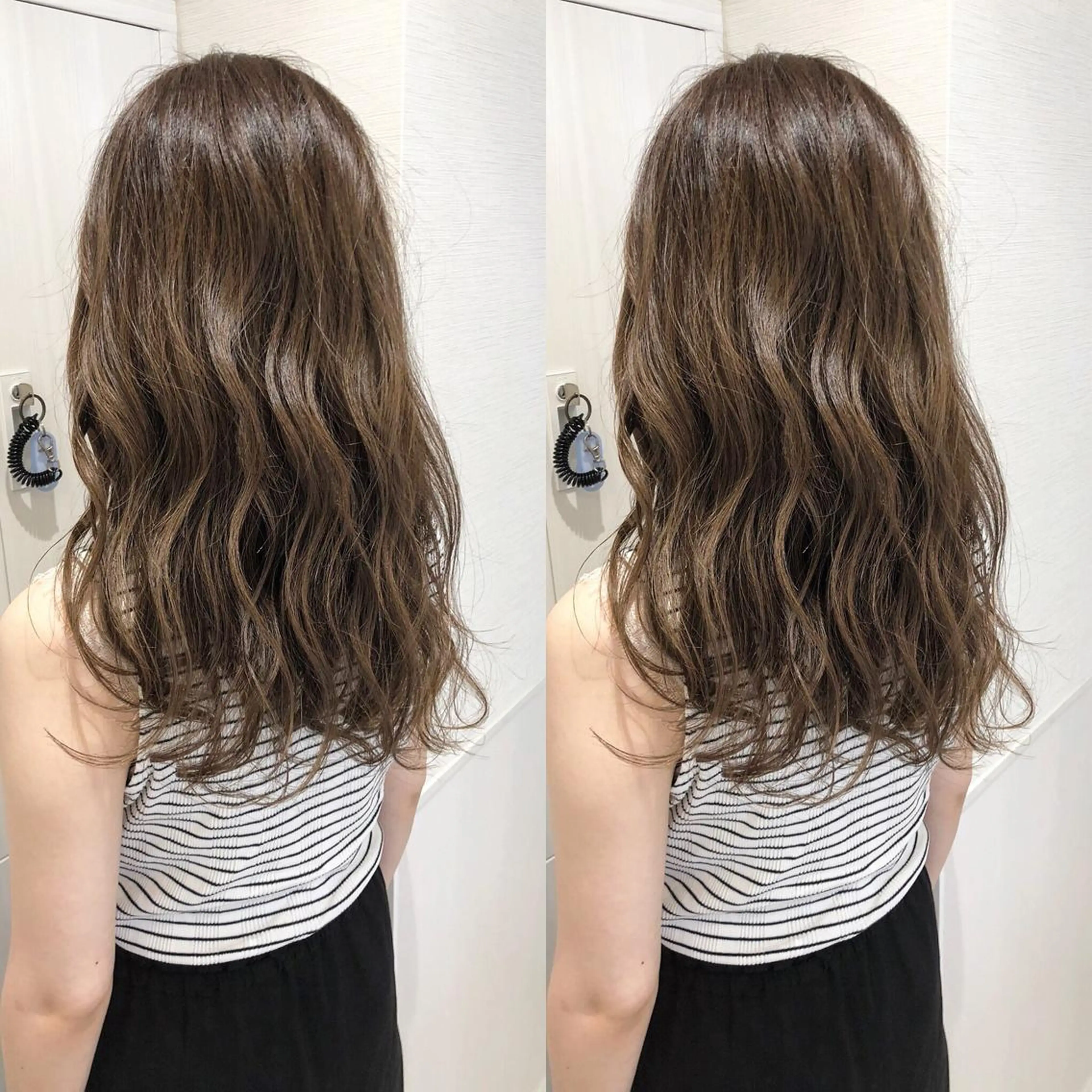 ロング カラー アッシュ バレイヤージュ 透明感カラー グラデーションカラー グレージュ 三鷹で1番ショート ボブをカットする新谷のヘアスタイル