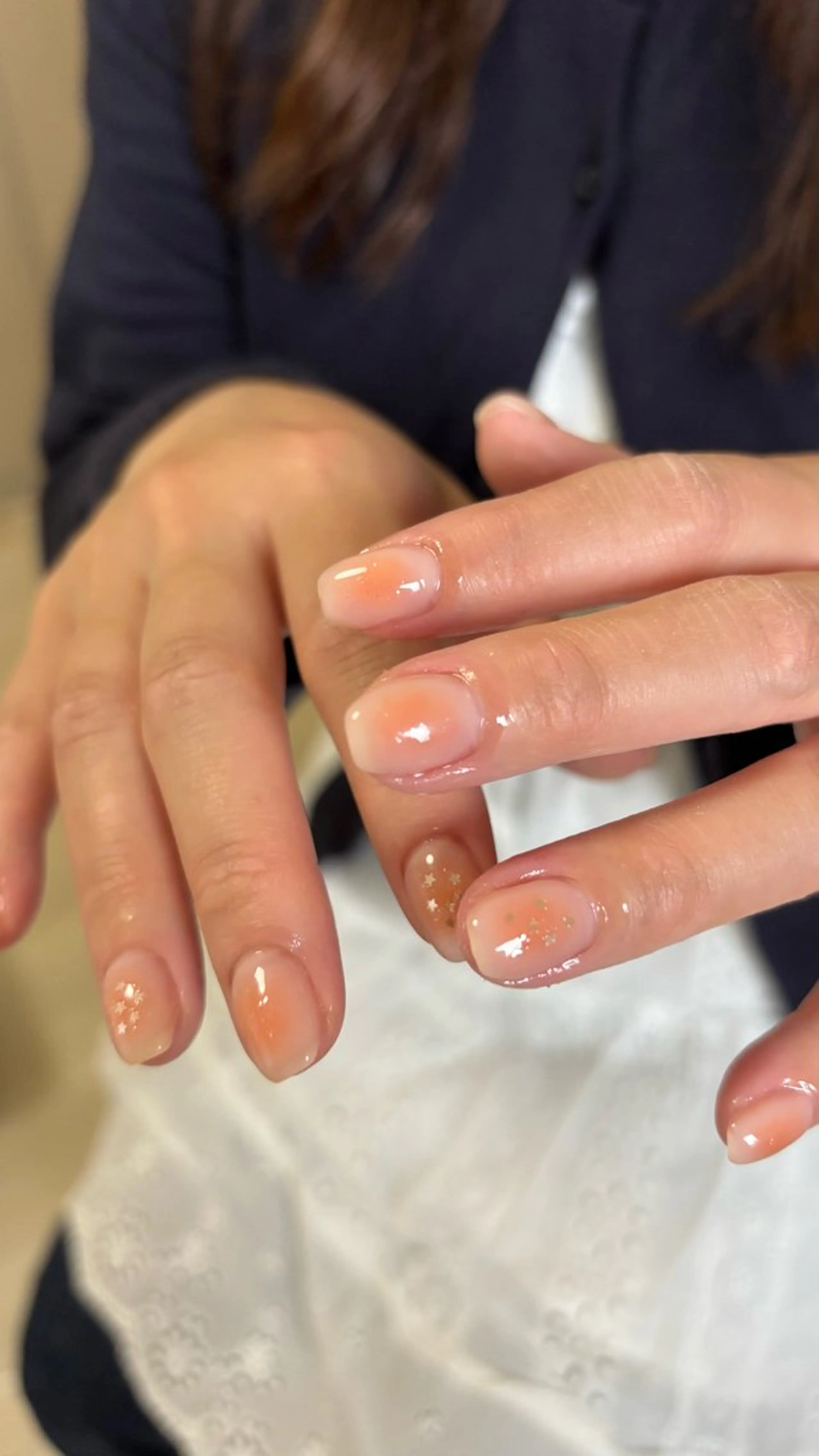 ネイル チークネイル オレンジ ハンドネイル moufu.nail /sayaka 本町のネイルデザイン