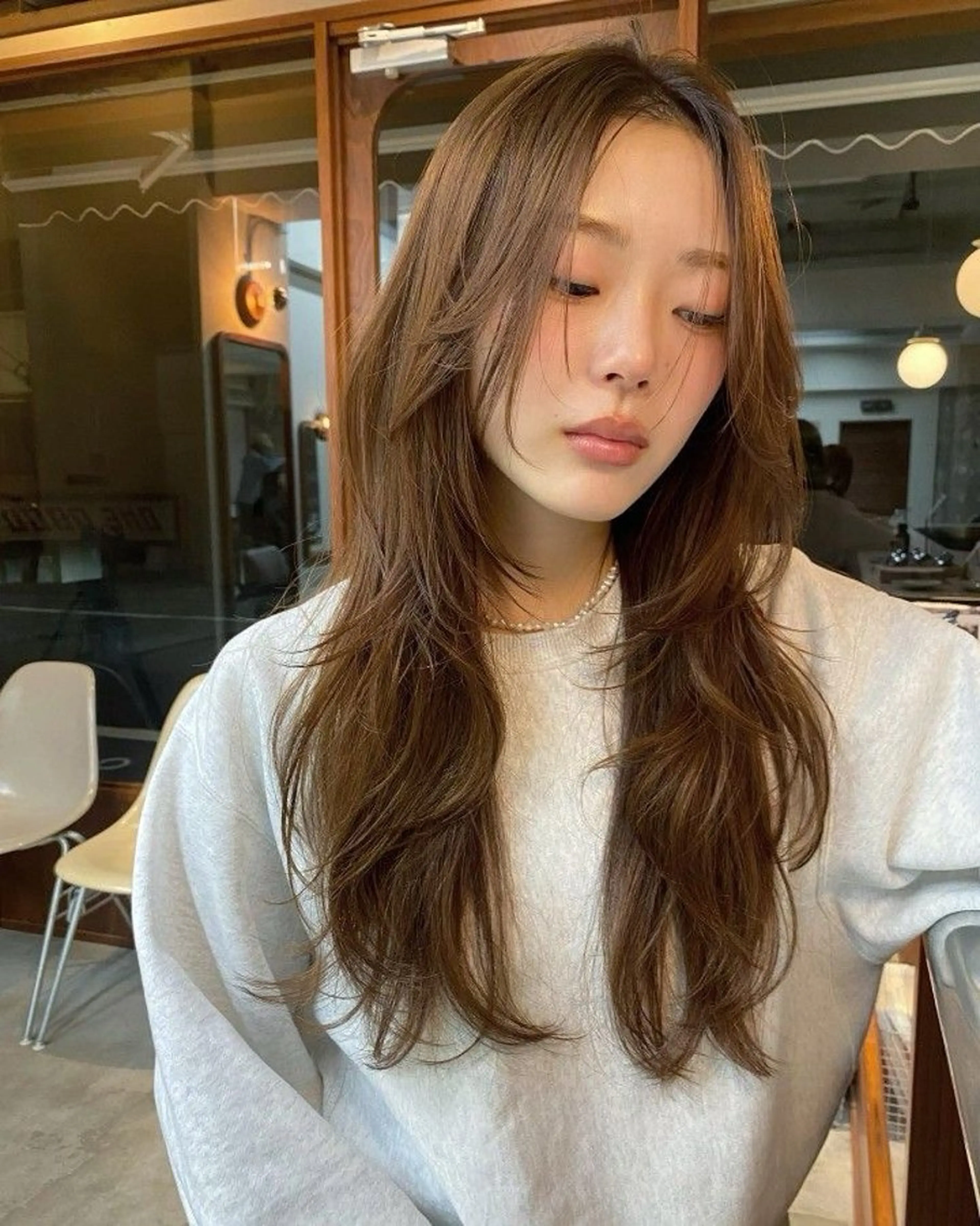 ロング ハッシュカット 韓国風ヘア レイヤーカット 安藤 琢真のヘアスタイル