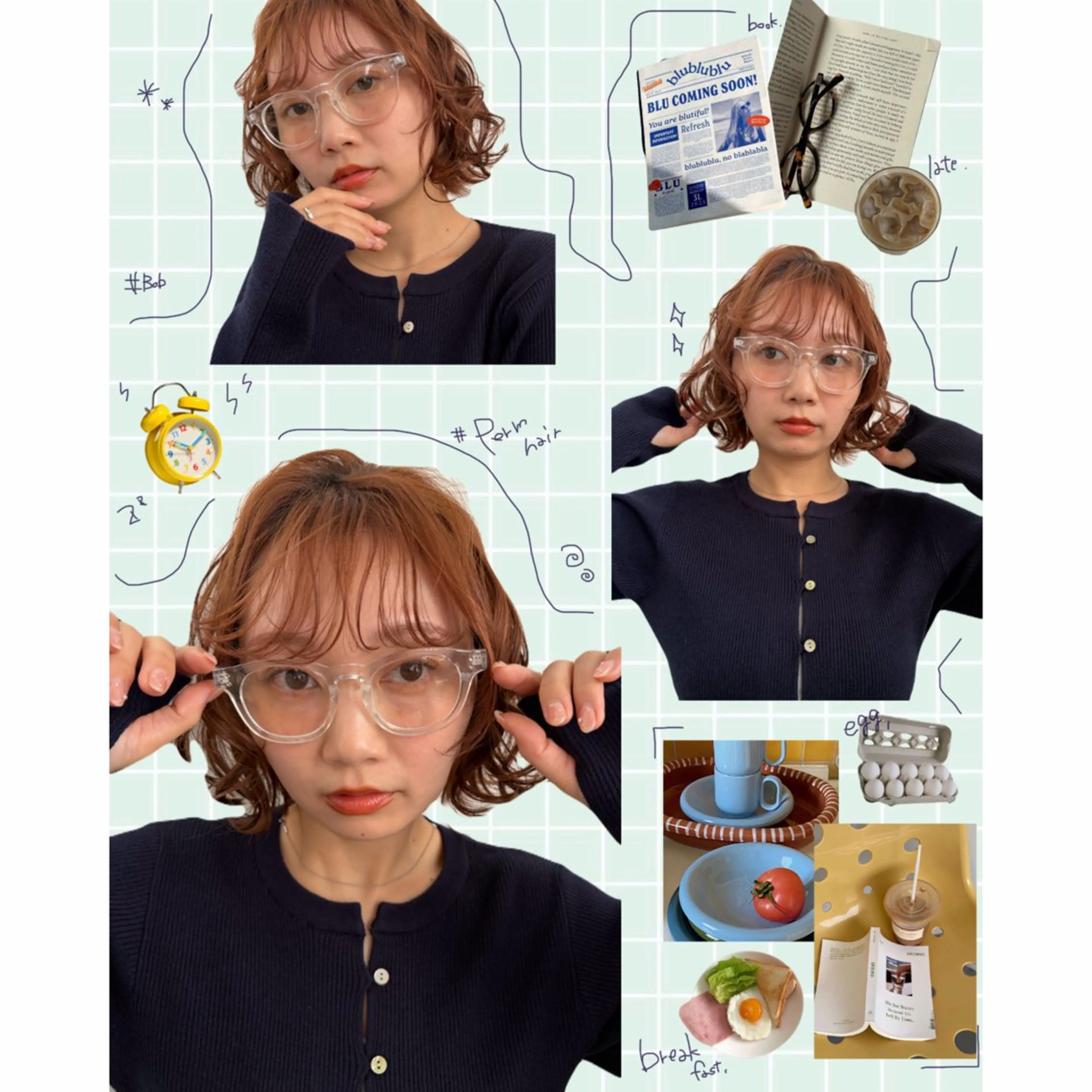 ミディアム パーマ ミディアムパーマ ボブ カット パーマ 横浜パーマ🌐メンズ 暖色カラーもえかのヘアスタイル