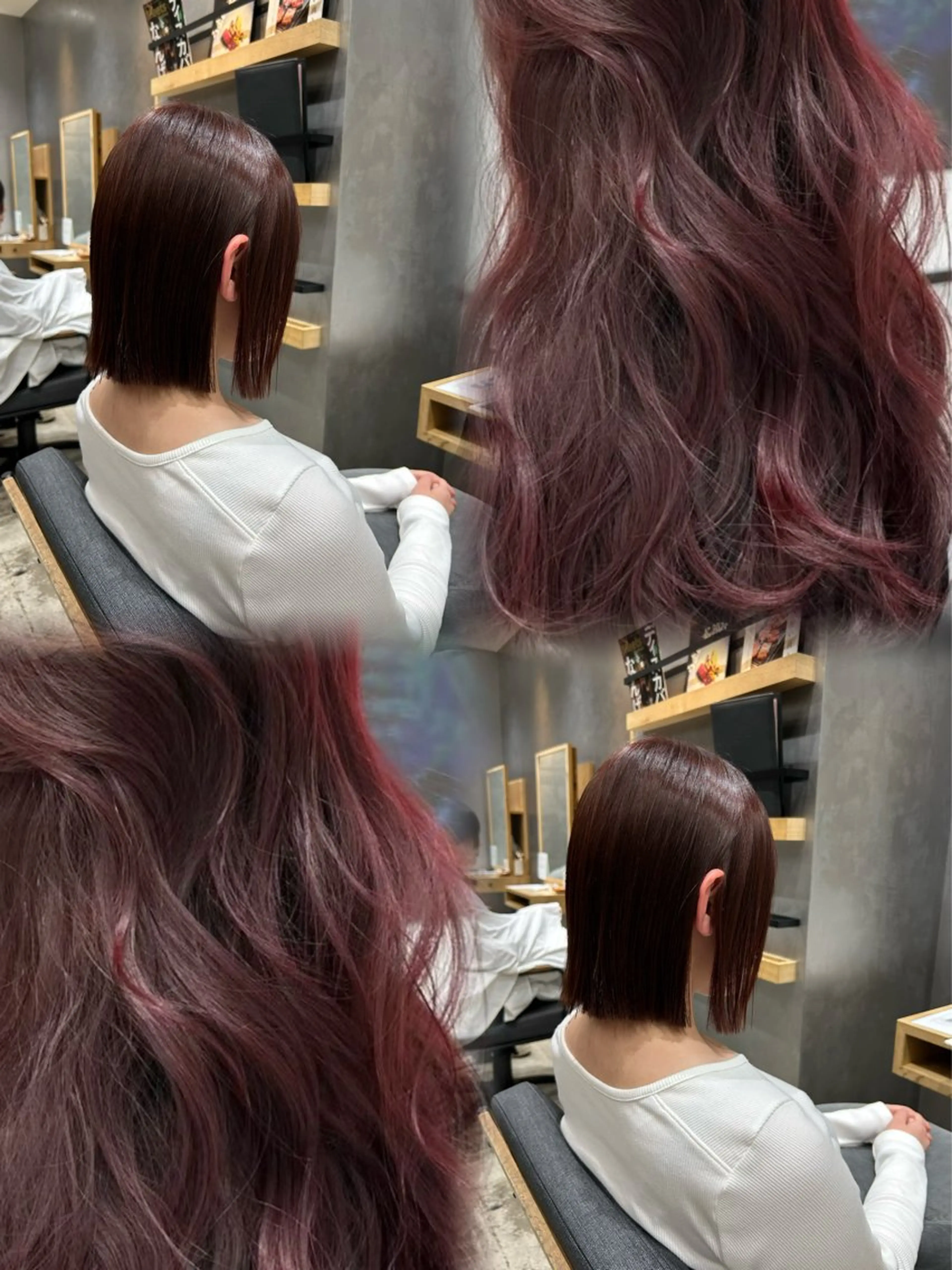 カラー ボルドーカラー カシス 心斎橋🤍inity KIKOのヘアスタイル