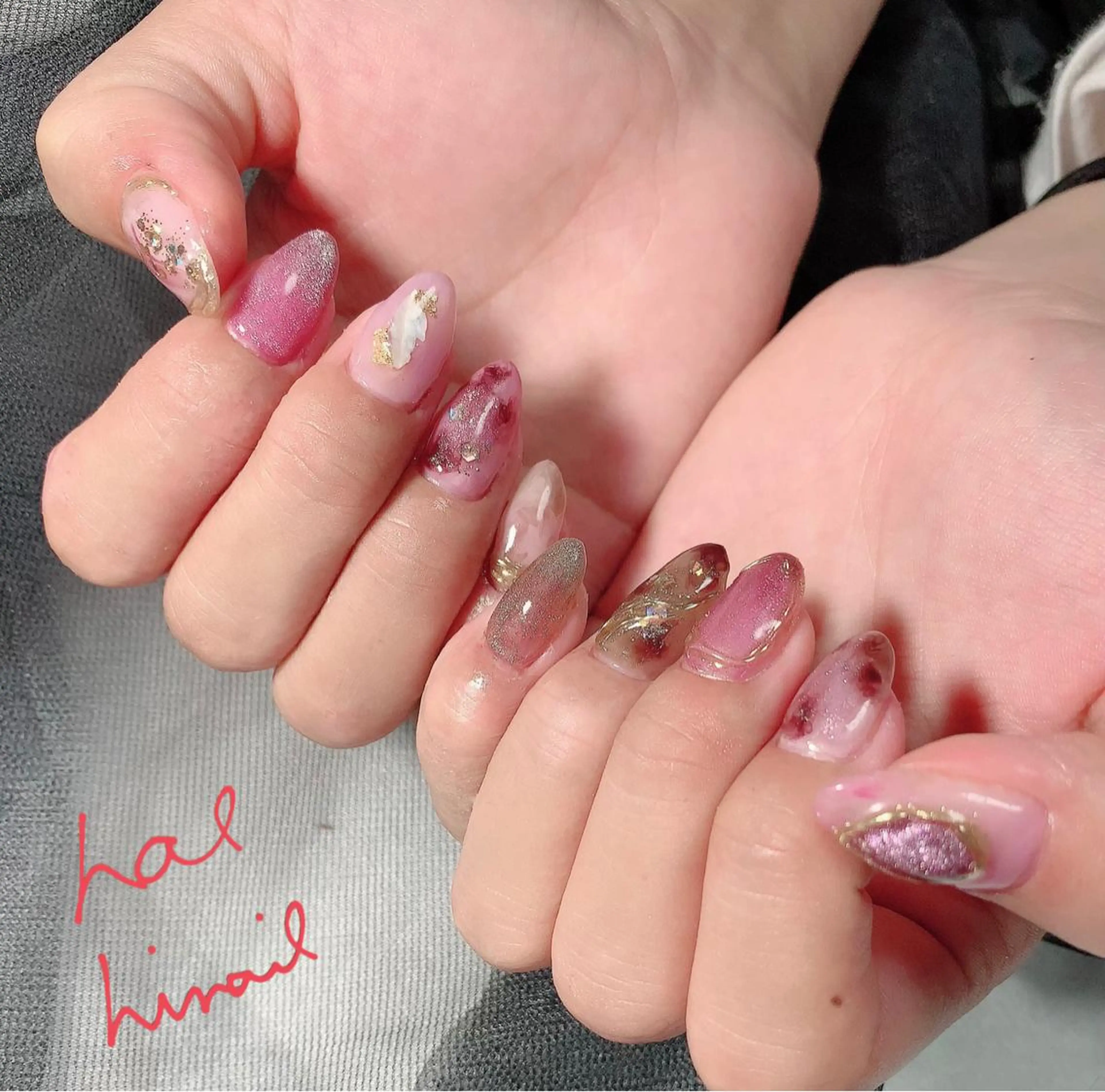 ネイル べっ甲ネイル マグネットネイル ミラーネイル はるひな ねいるのネイルデザイン