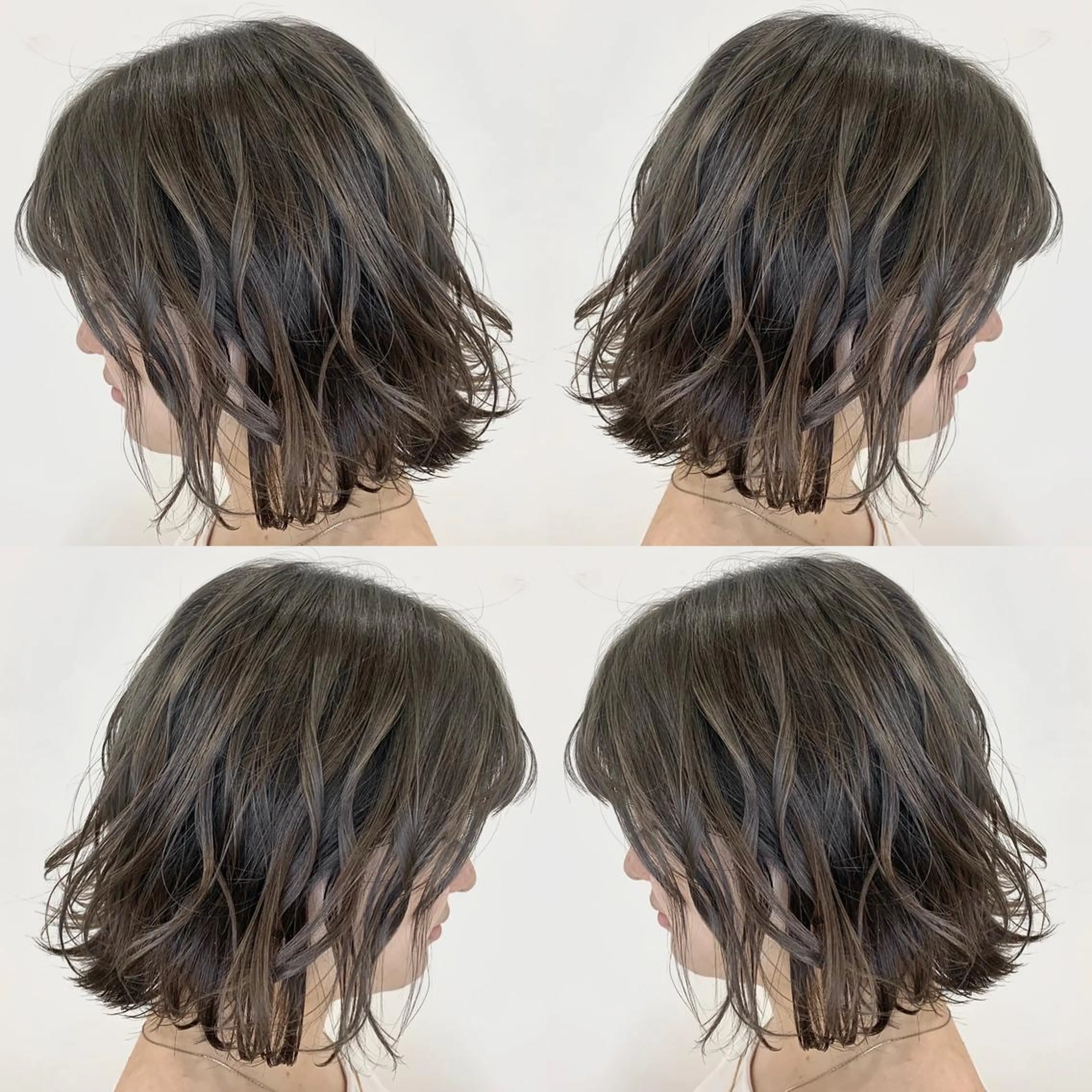 ミディアム カラー パーマ グレージュ 縮毛/レイヤー 韓国/橋口のヘアスタイル