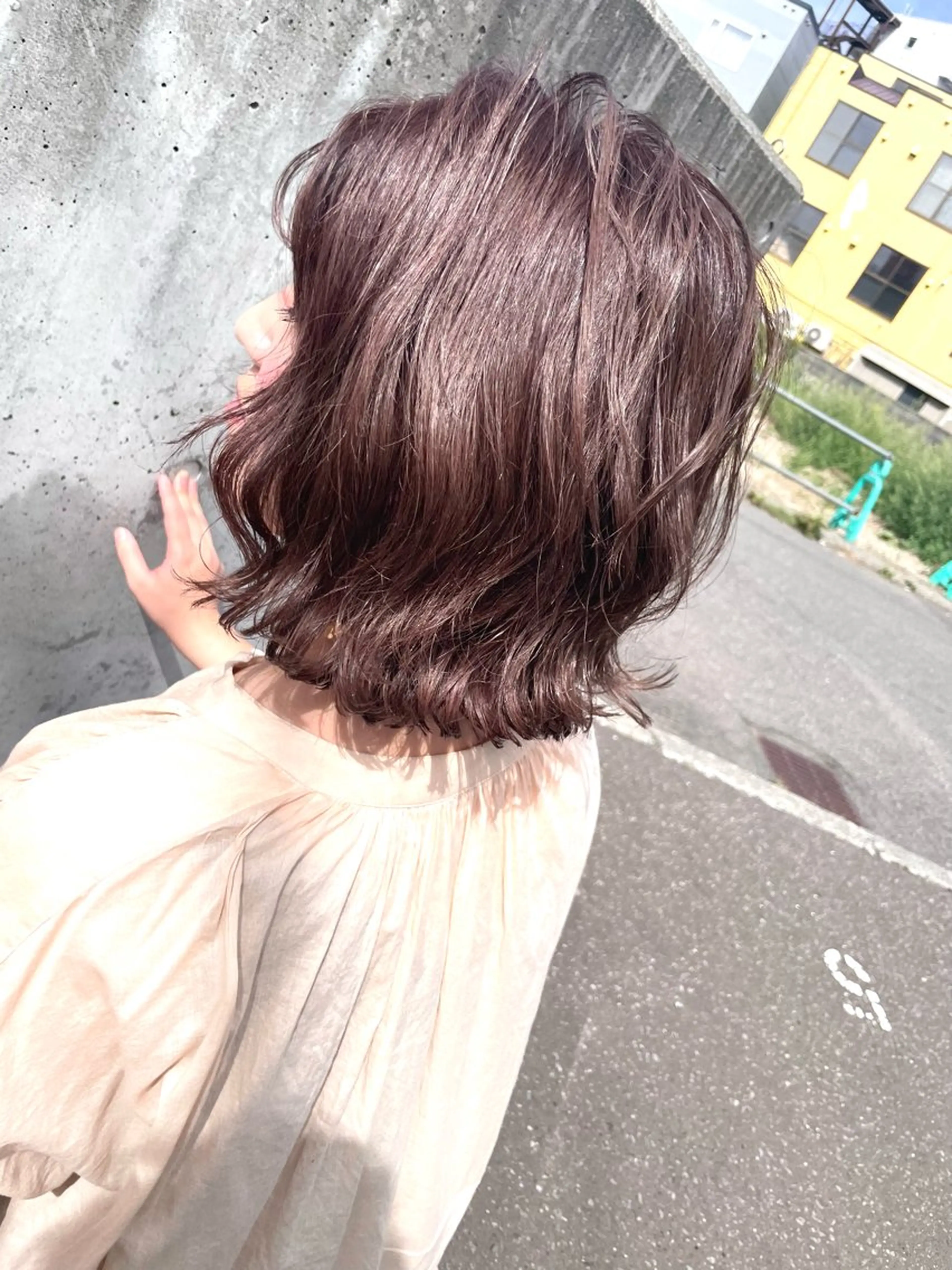 ミディアム カラー ブリーチ ラベンダーカラー ラベンダーグレー ボブ くせ毛 カット ヘアカラー トリートメント 骨格整形カット/ ショート✂️堀夢哉のヘアスタイル