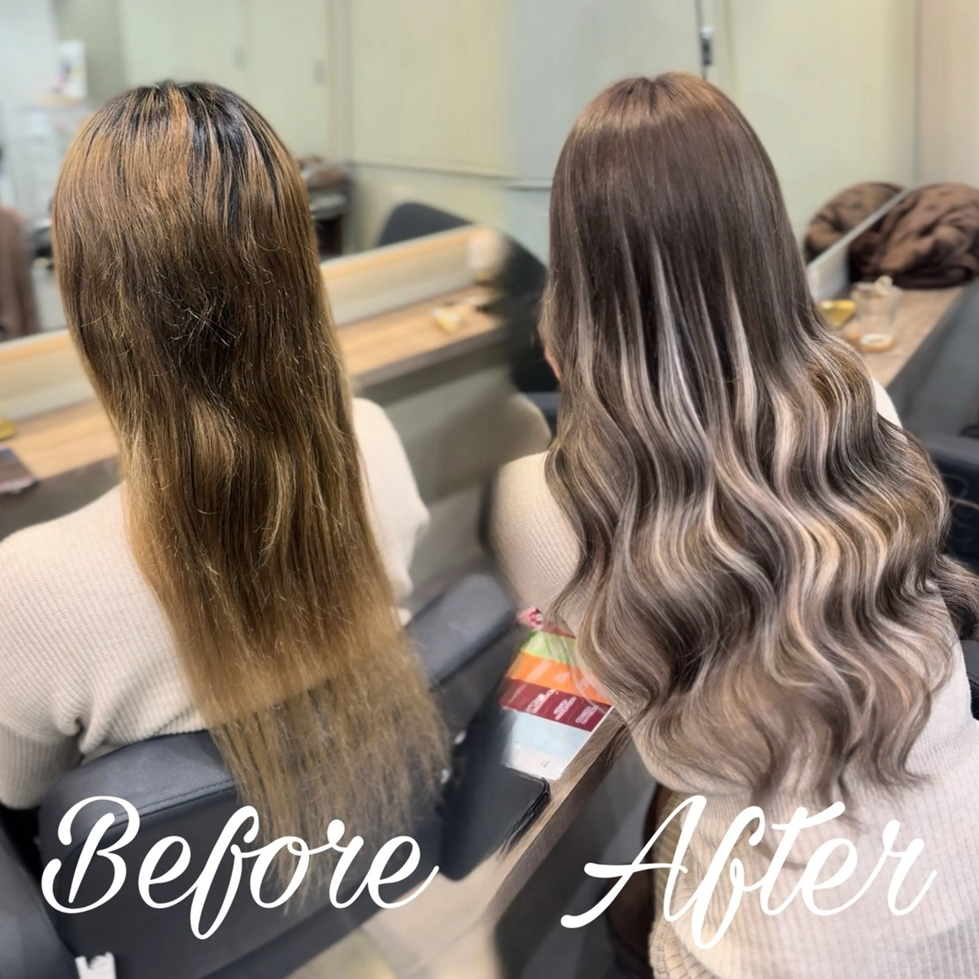 ロング シールエクステ エクステ 髪質改善 ロング カット ヘアカラー エクステ ハイトーン/エクステ 横浜/RIEのヘアスタイル