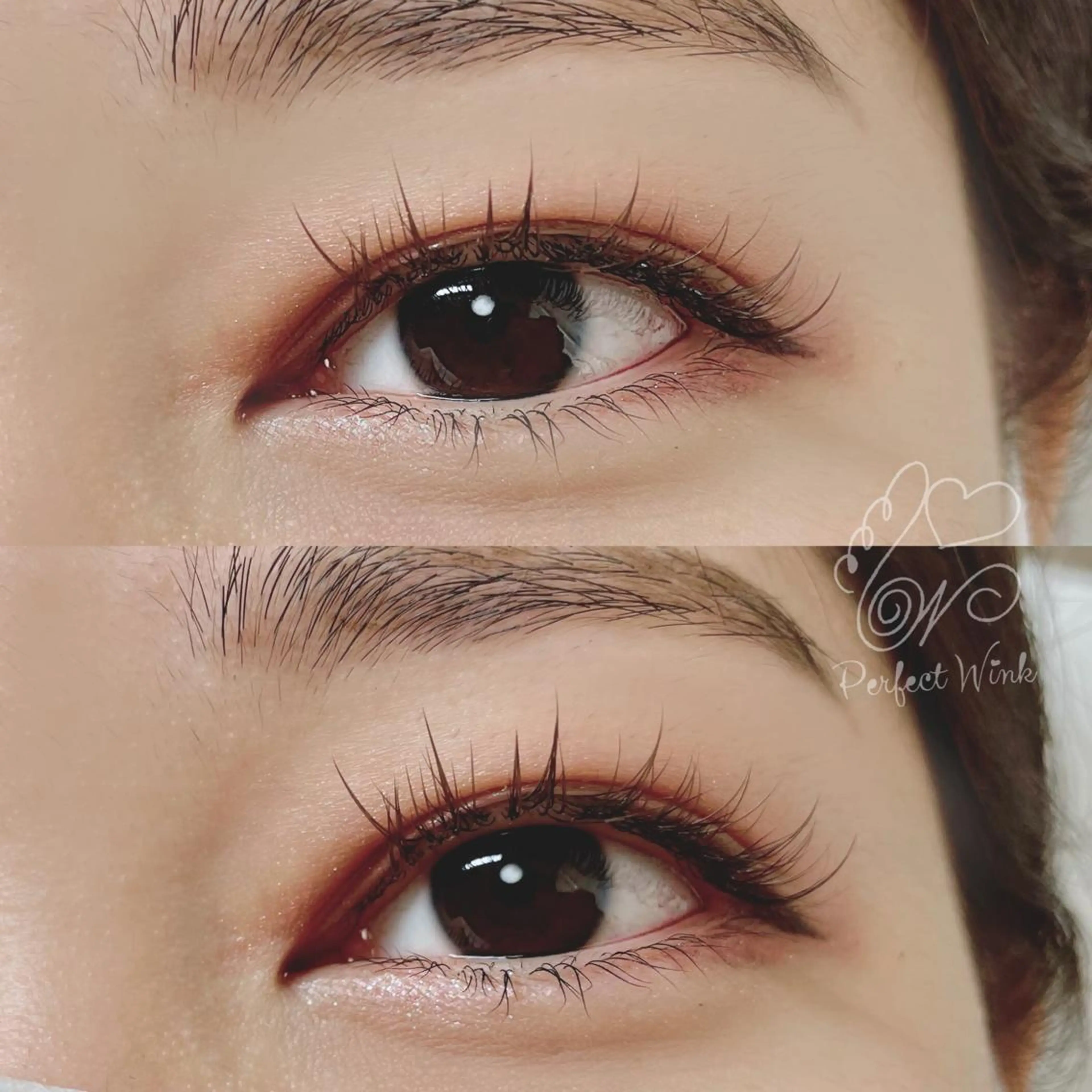 カラー マツエク・マツパ アイブロウ 黒髪 ブラウンカラー 眉カラー 束感まつ毛 カラーマツエク パーフェクトウィンク ちぢいわみのりのマツエク・マツパデザイン