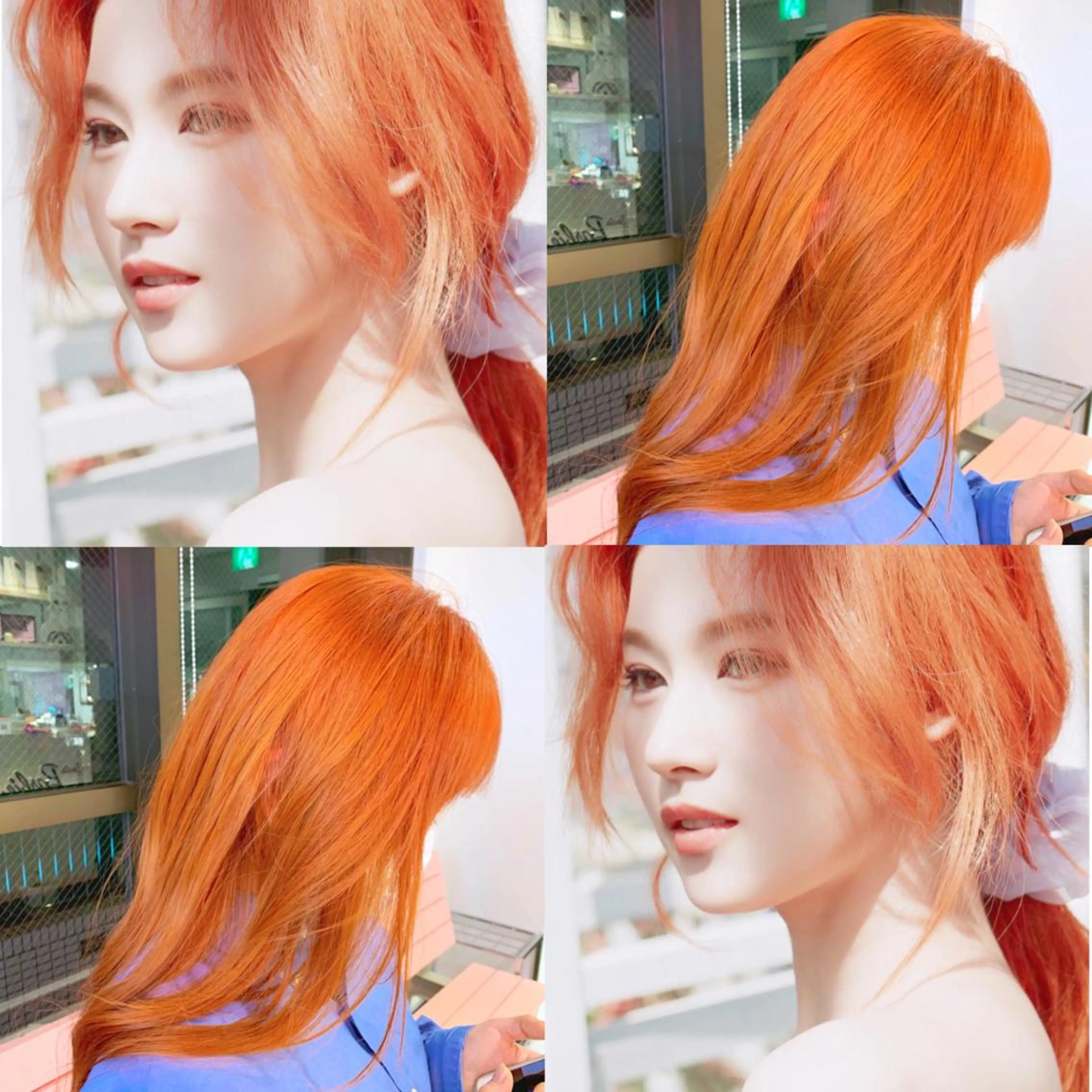 ミディアム カラー ヘアアレンジ オレンジ 🍒暖色✖️レイヤー ／Haruna🍒のヘアスタイル