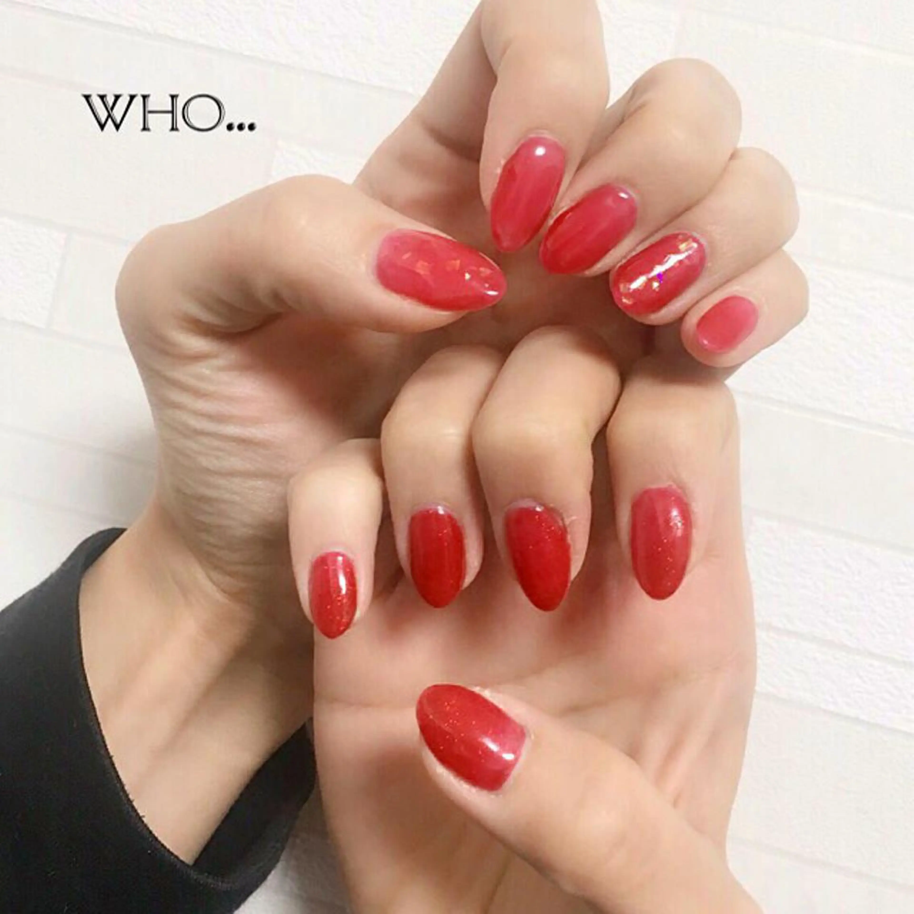 ネイル ラメ(グリッター) 赤色 n. fumikoのネイルデザイン