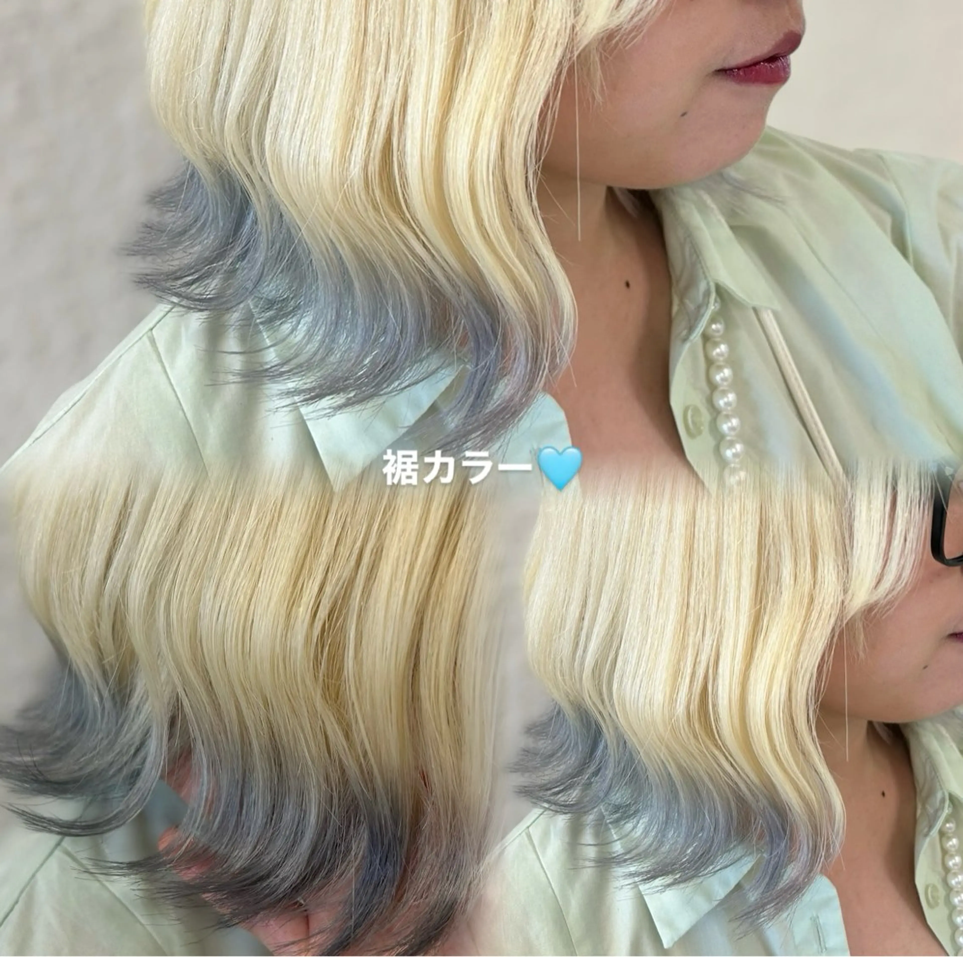 ブリーチ込みでできる可愛いデザインカラークーポン💜🩵の写真