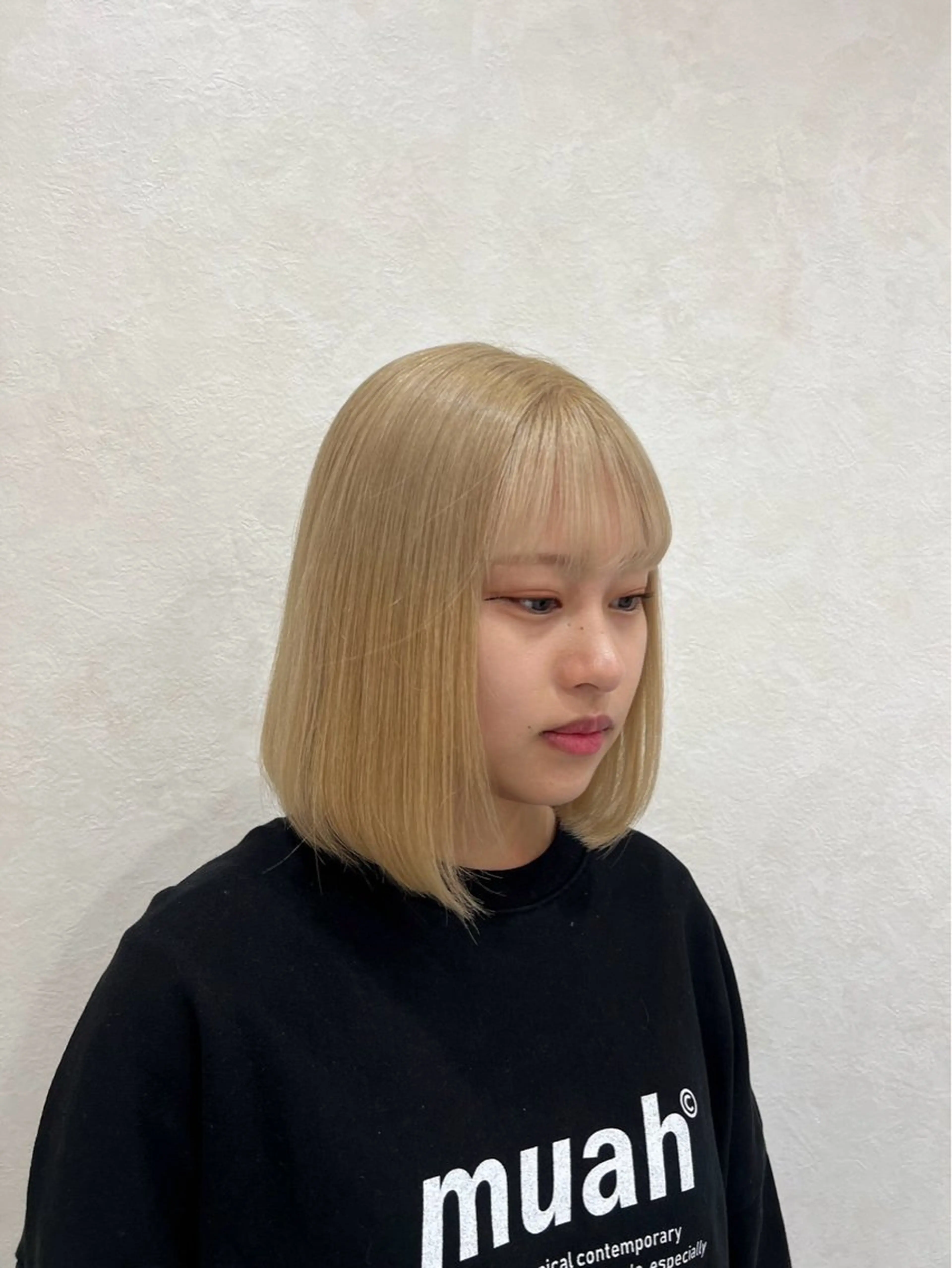 ミディアム カット ヘアカラー トリートメント 韓国/顔周り/透明感 /レイヤー/ひなたのヘアスタイル