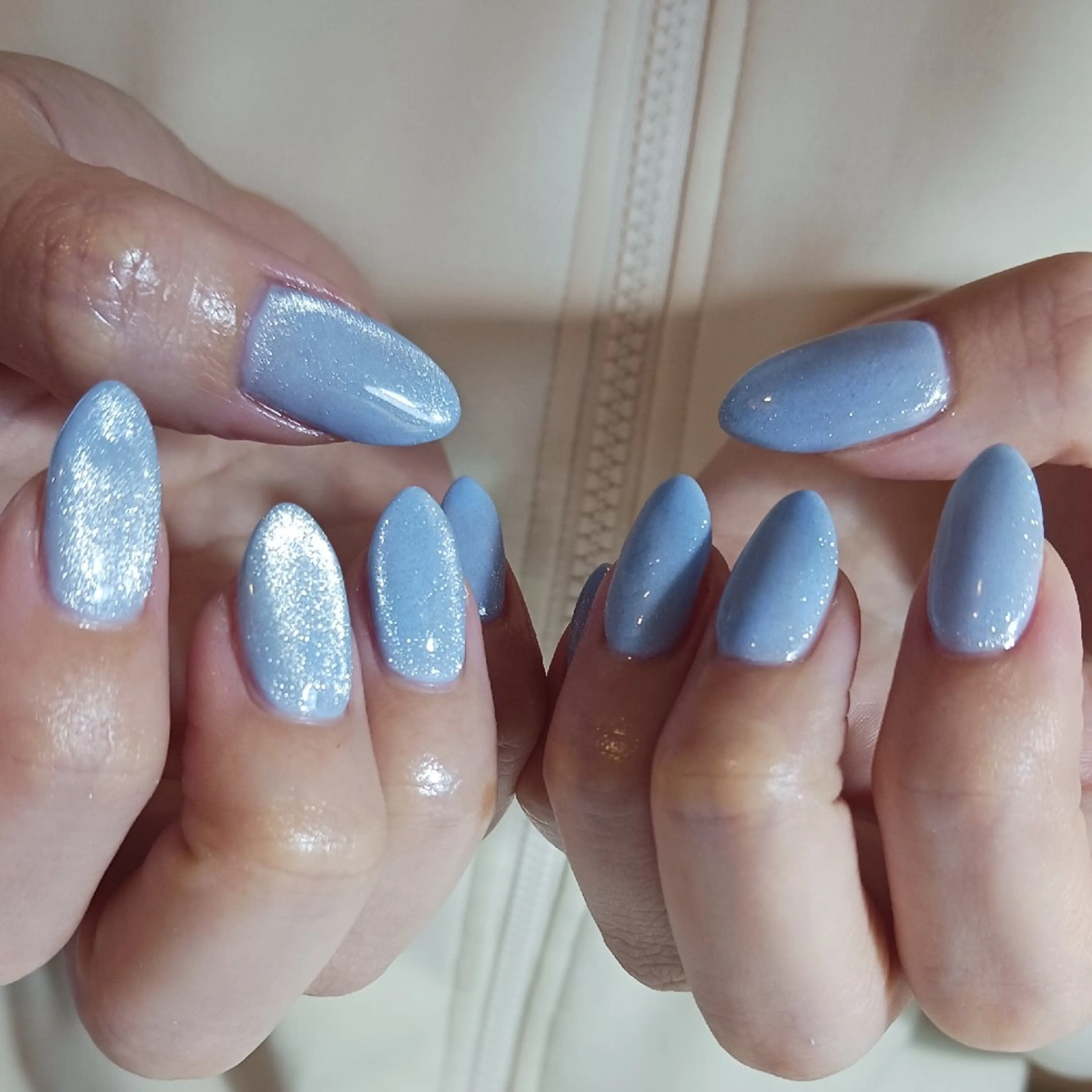 ネイル ブルー 水色 マグネットネイル 持ち込み ワンカラーネイル ハンドネイル owlnail /持込みデザイン専門のネイルデザイン