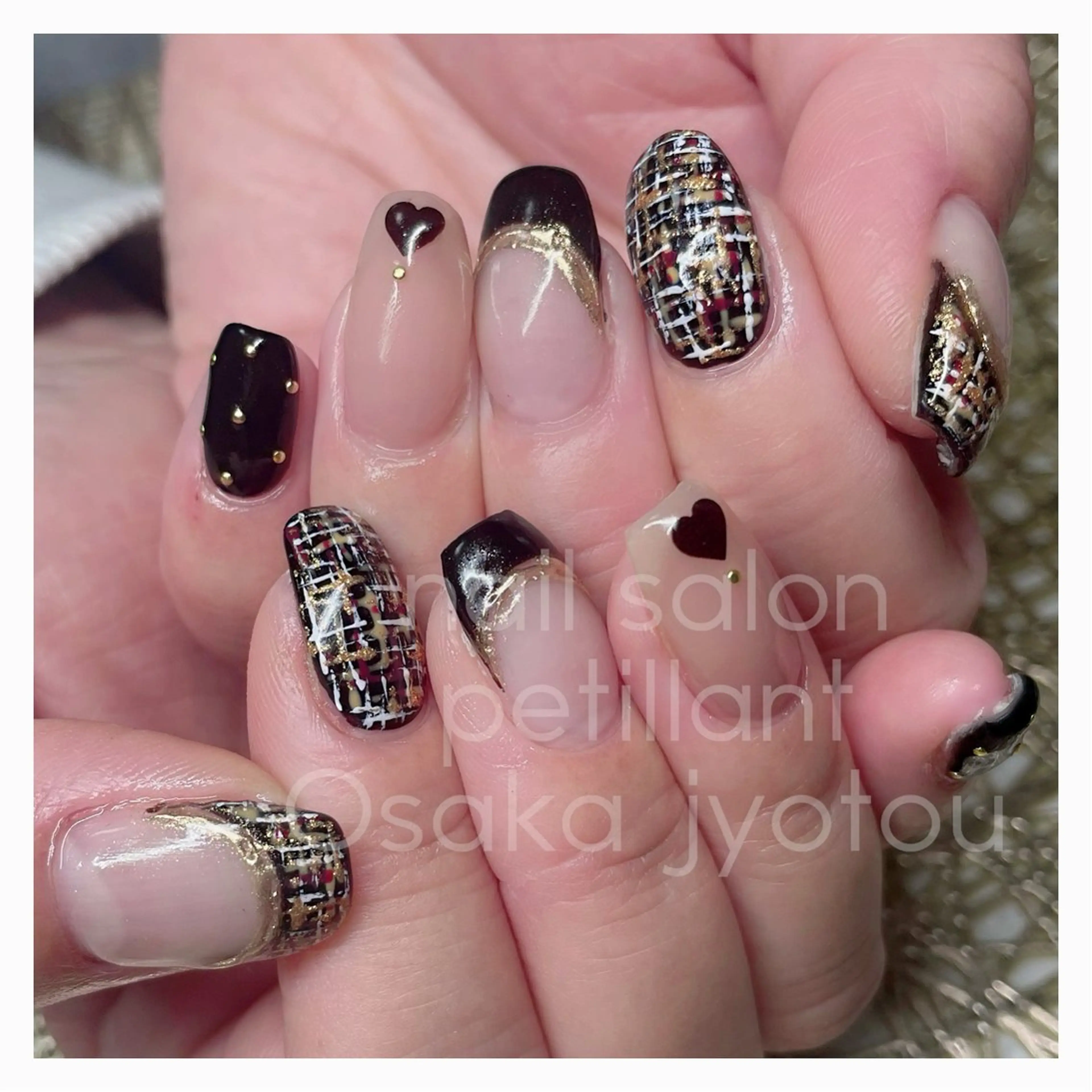 ネイル 持ち込み ツイードネイル nail salon petillantのネイルデザイン