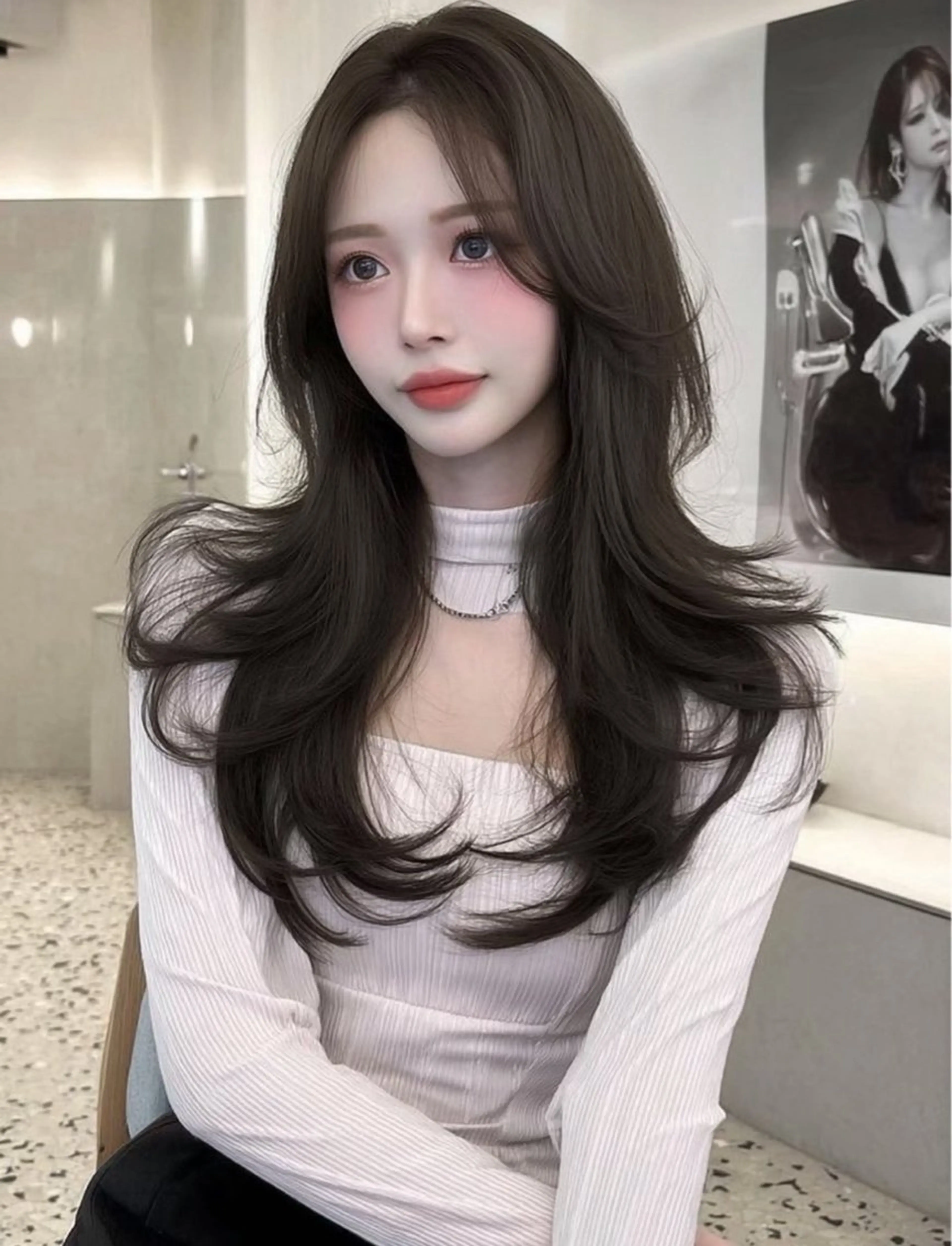 ロング カット ヘアカラー mao🖤顔周り／ レイヤー／髪質改善のヘアスタイル