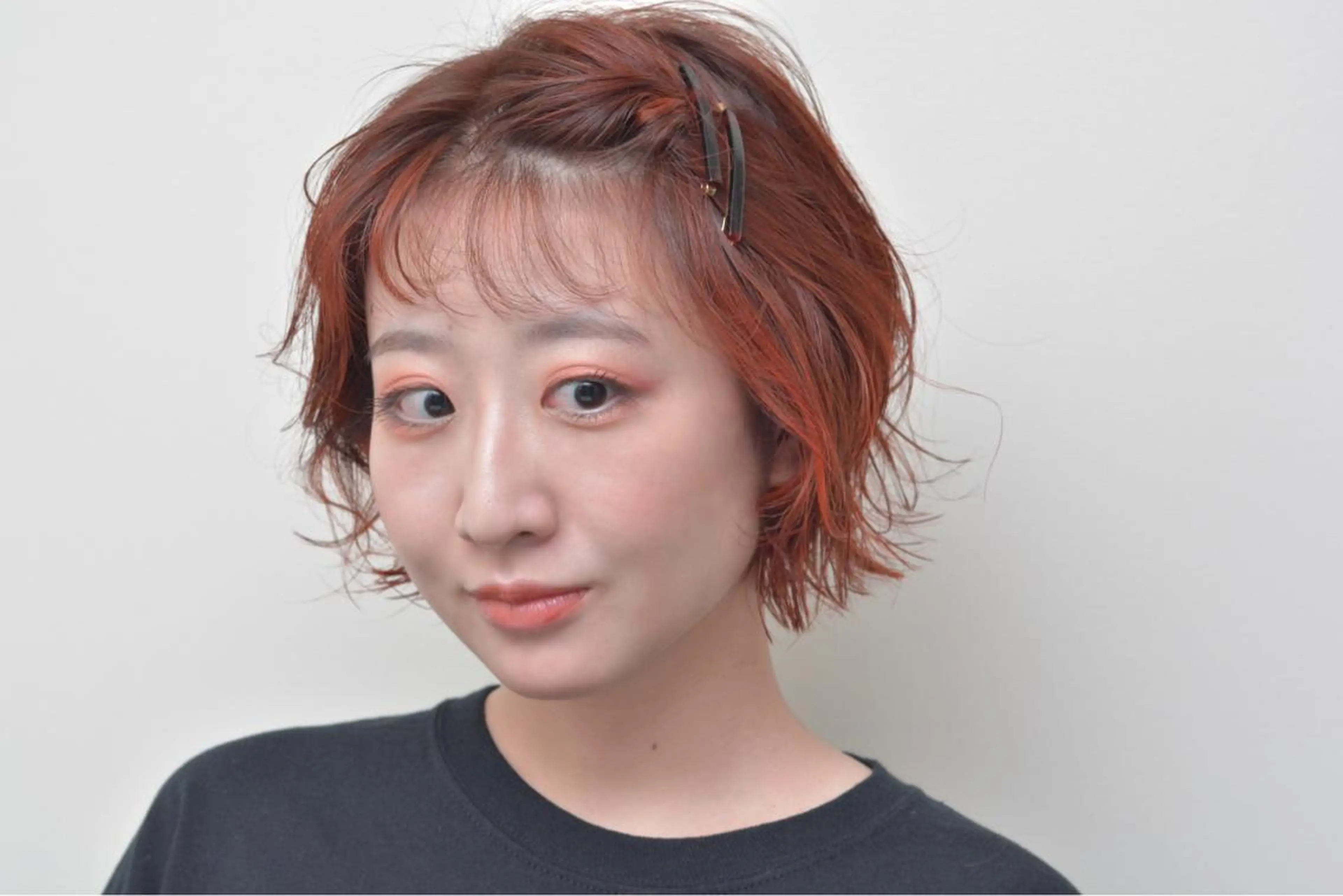 ショート カラー ダブルカラー ハイライトカラー オレンジ ボブ ハイライト 石川 友美のその他イメージ