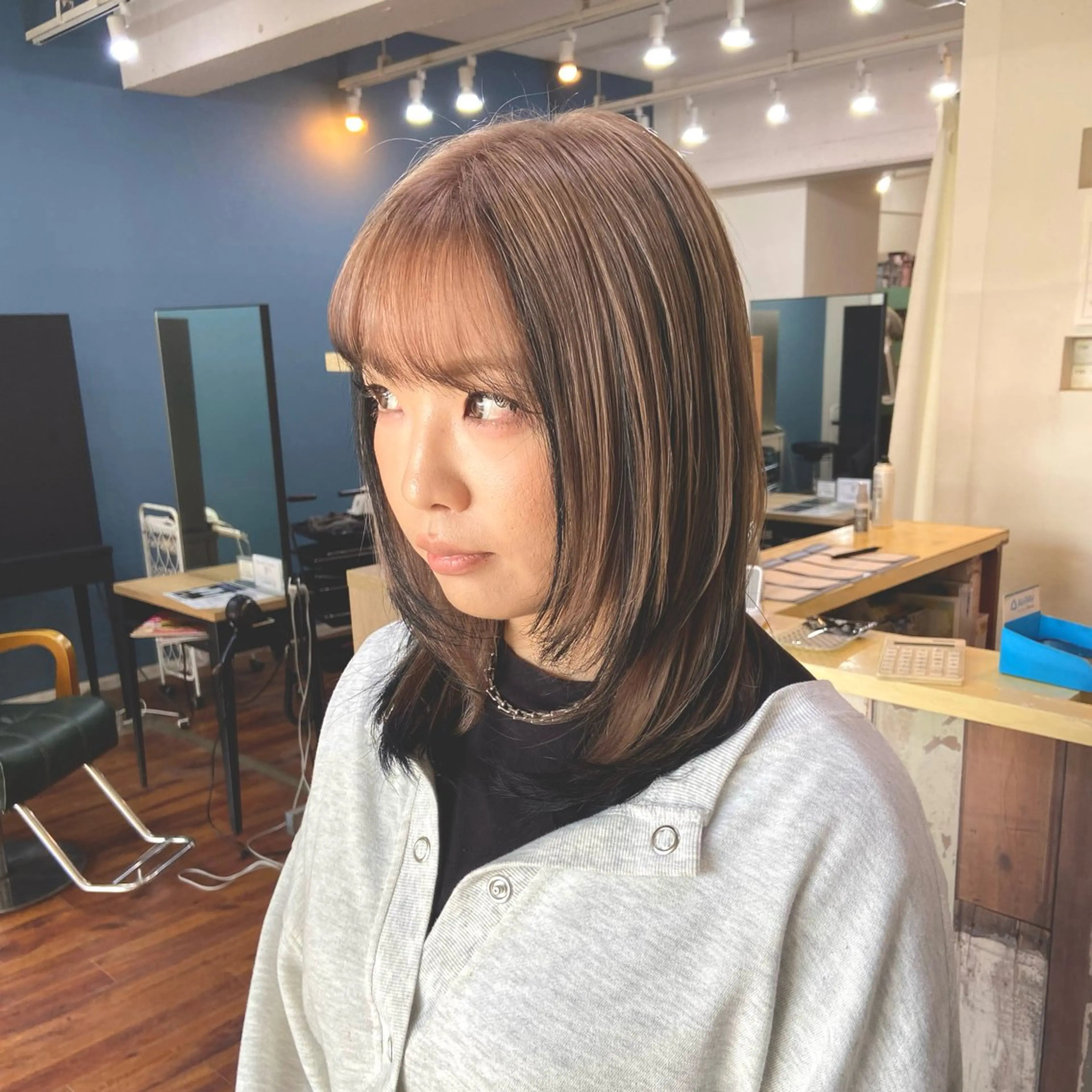 セミロング カラー 髪質改善/透明感 カラー/西川奈穂のヘアスタイル