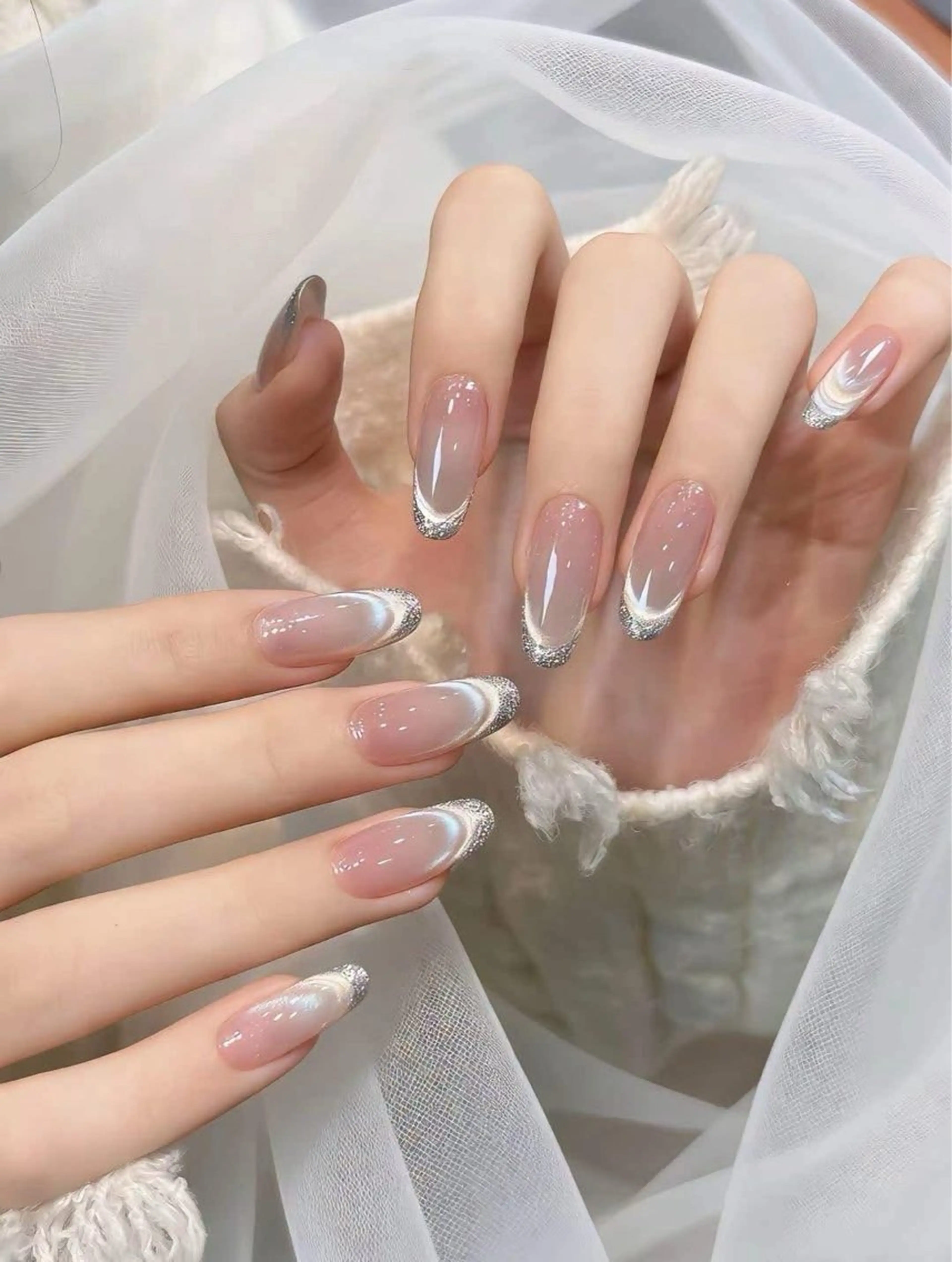 ネイル チークネイル フレンチネイル グラデーション キラキラネイル 韓国ネイル Minette nailHuongのネイルデザイン