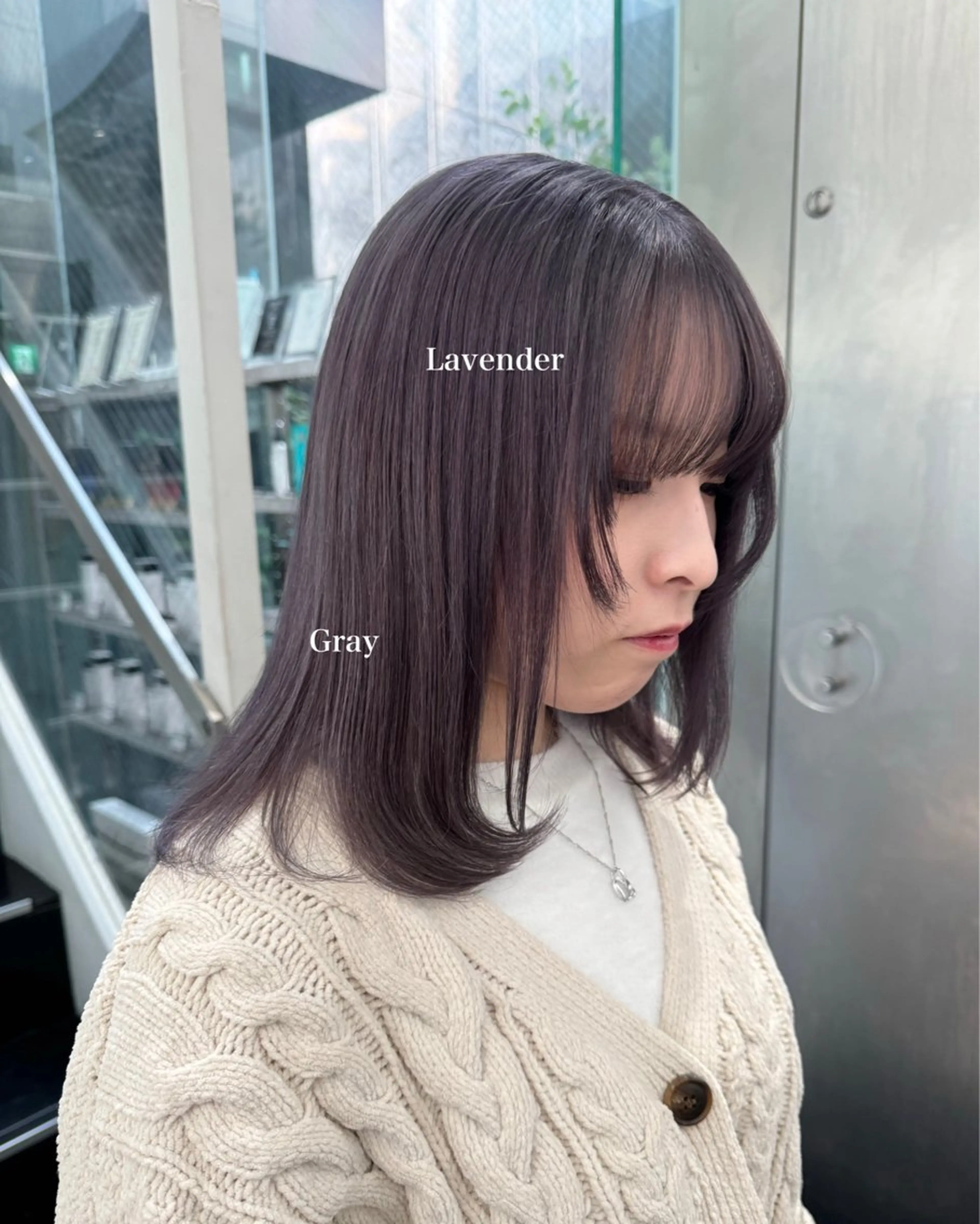ミディアム カラー ブリーチ ラベンダーカラー ラベンダーグレー mao/天神ブリーチ ハイトーンカラーのヘアスタイル