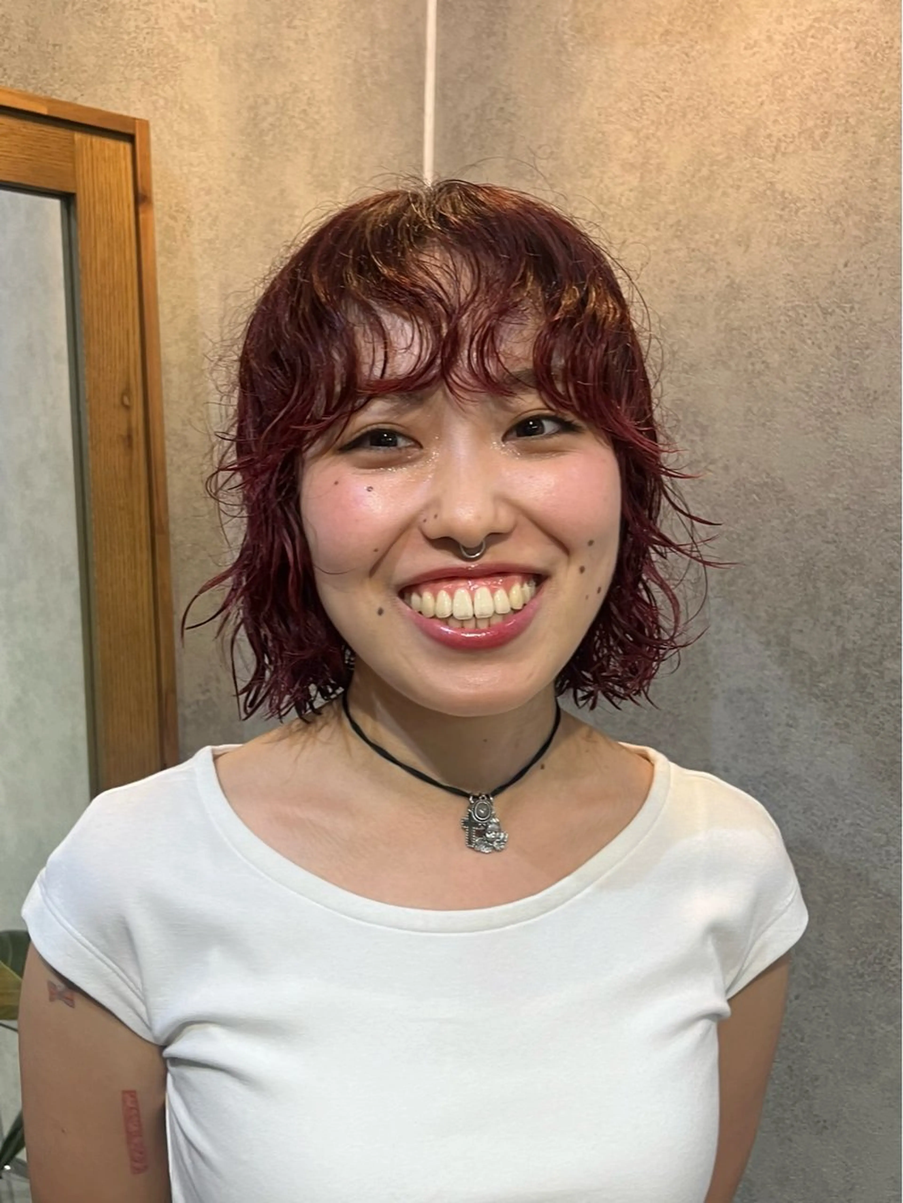 ショート パーマ カット パーマ トリートメント 暖色カラー/パラッと Bob/モエのヘアスタイル