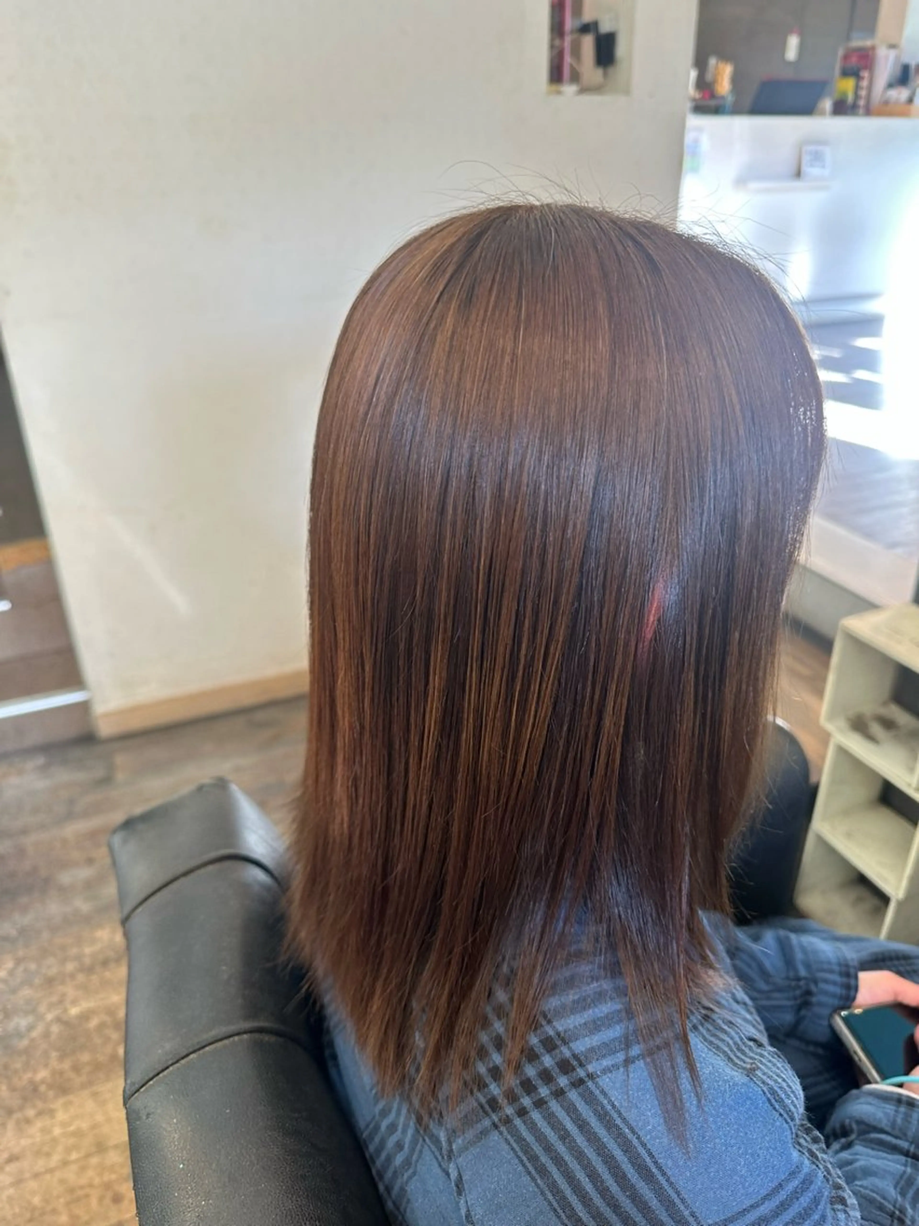 ミディアム カラー オレンジ ヘアカラー 安達 望のヘアスタイル