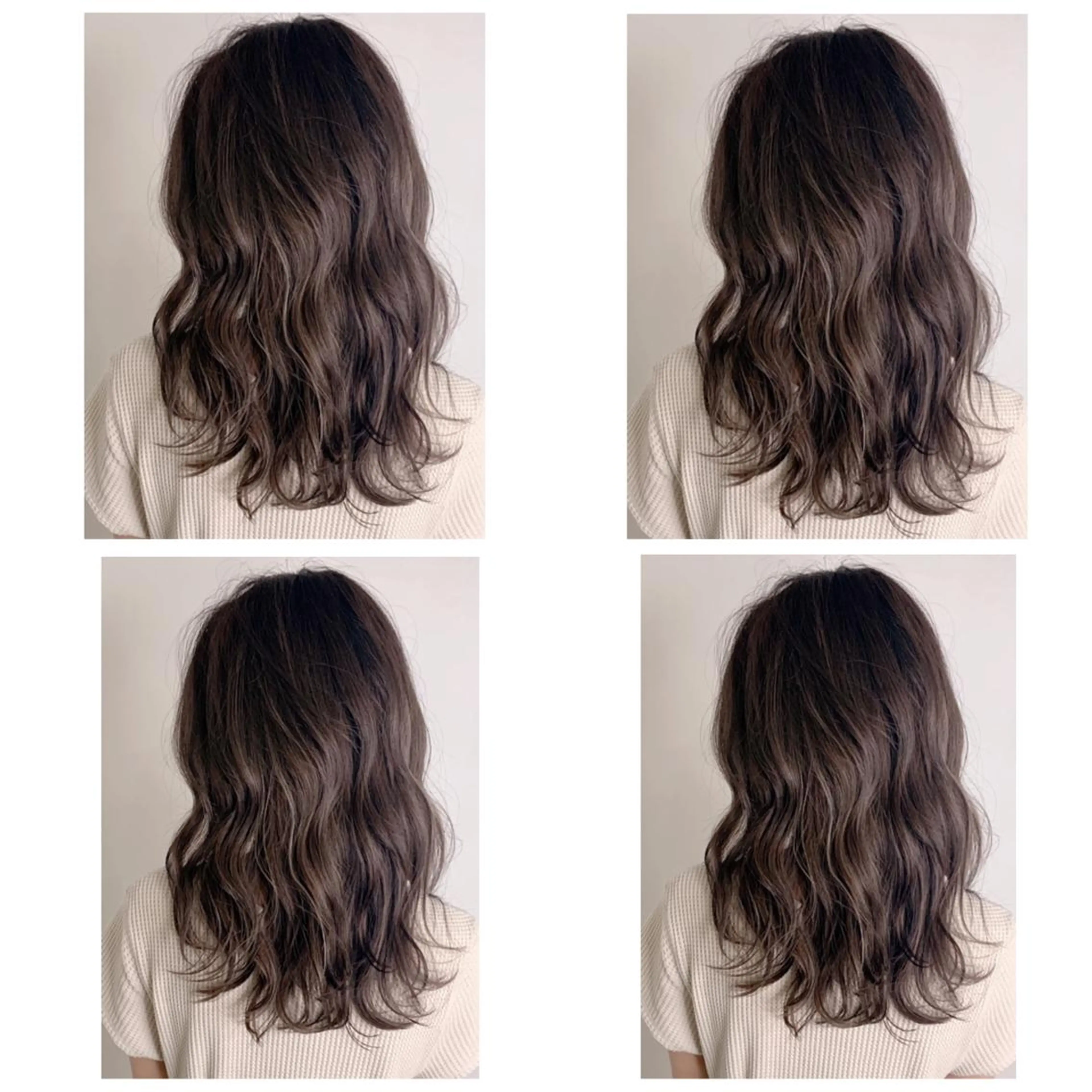 セミロング カラー アッシュ バレイヤージュ ブリーチ デザインカラー グレージュ カット ヘアカラー 京都大人女性ショート 徒歩1分/秋山のヘアスタイル