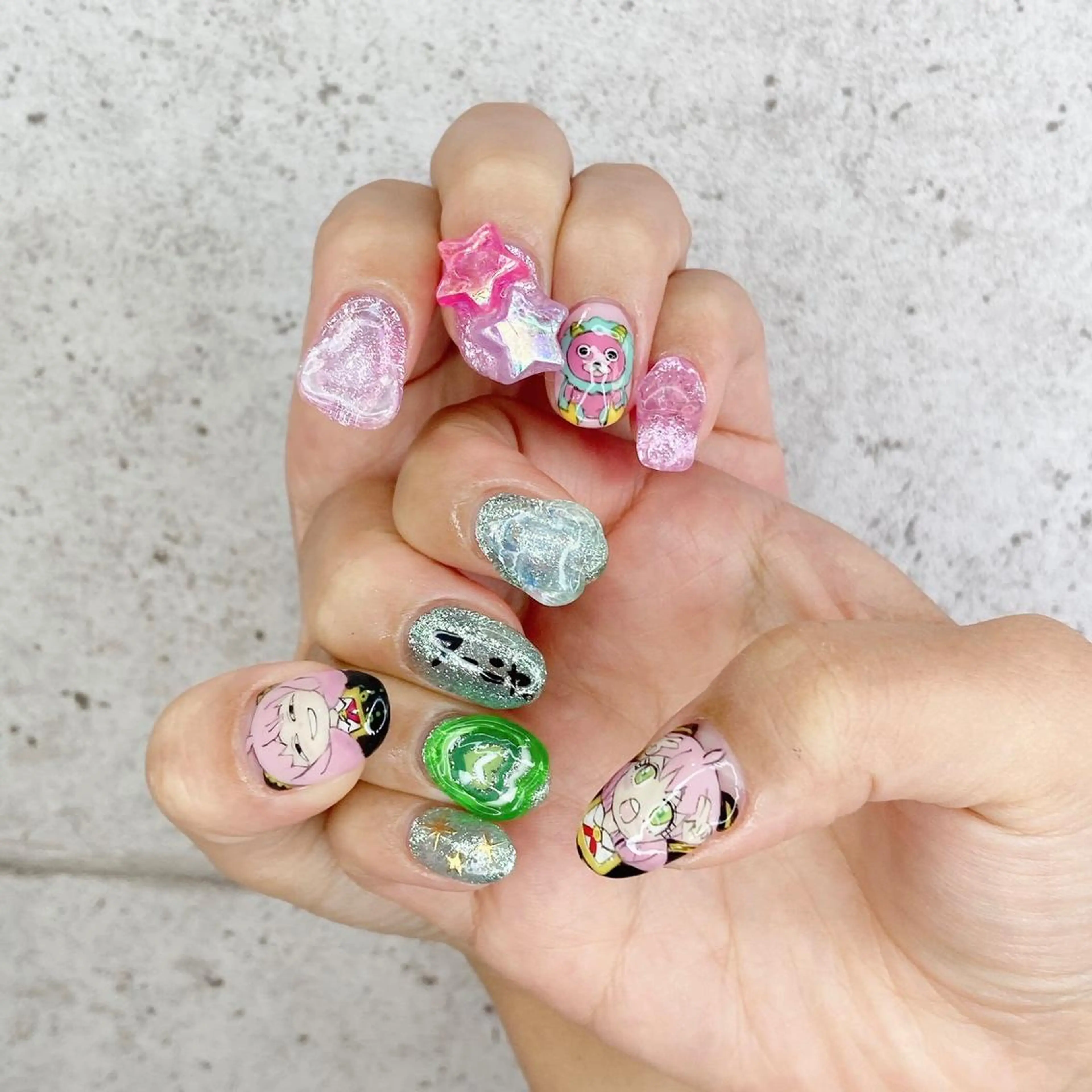 セミロング カラー パーマ ヘアアレンジ メンズ キッズ ネイル マツエク・マツパ アイブロウ ジェルネイル ハート パラジェル 夏ネイル Salon Ｋのネイルデザイン