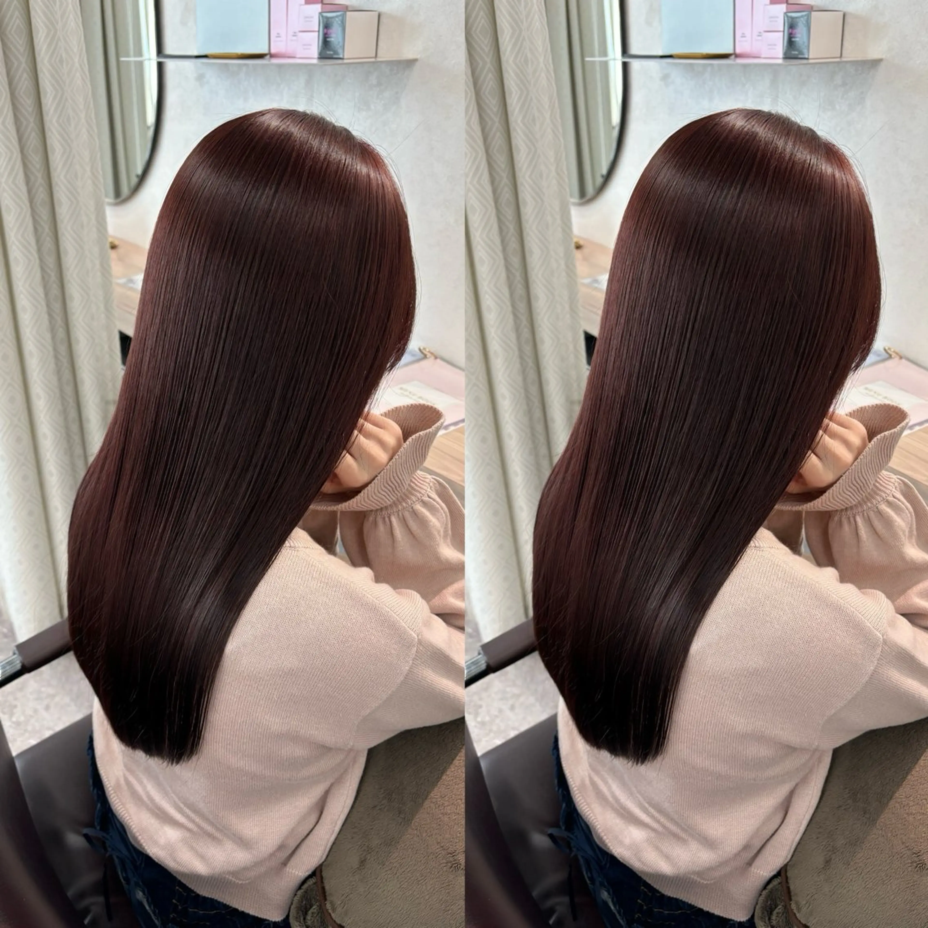 ロング カラー ブラウンカラー ピンクカラー ピンクブラウン カット ヘアカラー トリートメント 髪質改善🫧ベージュ 椙山 響のヘアスタイル