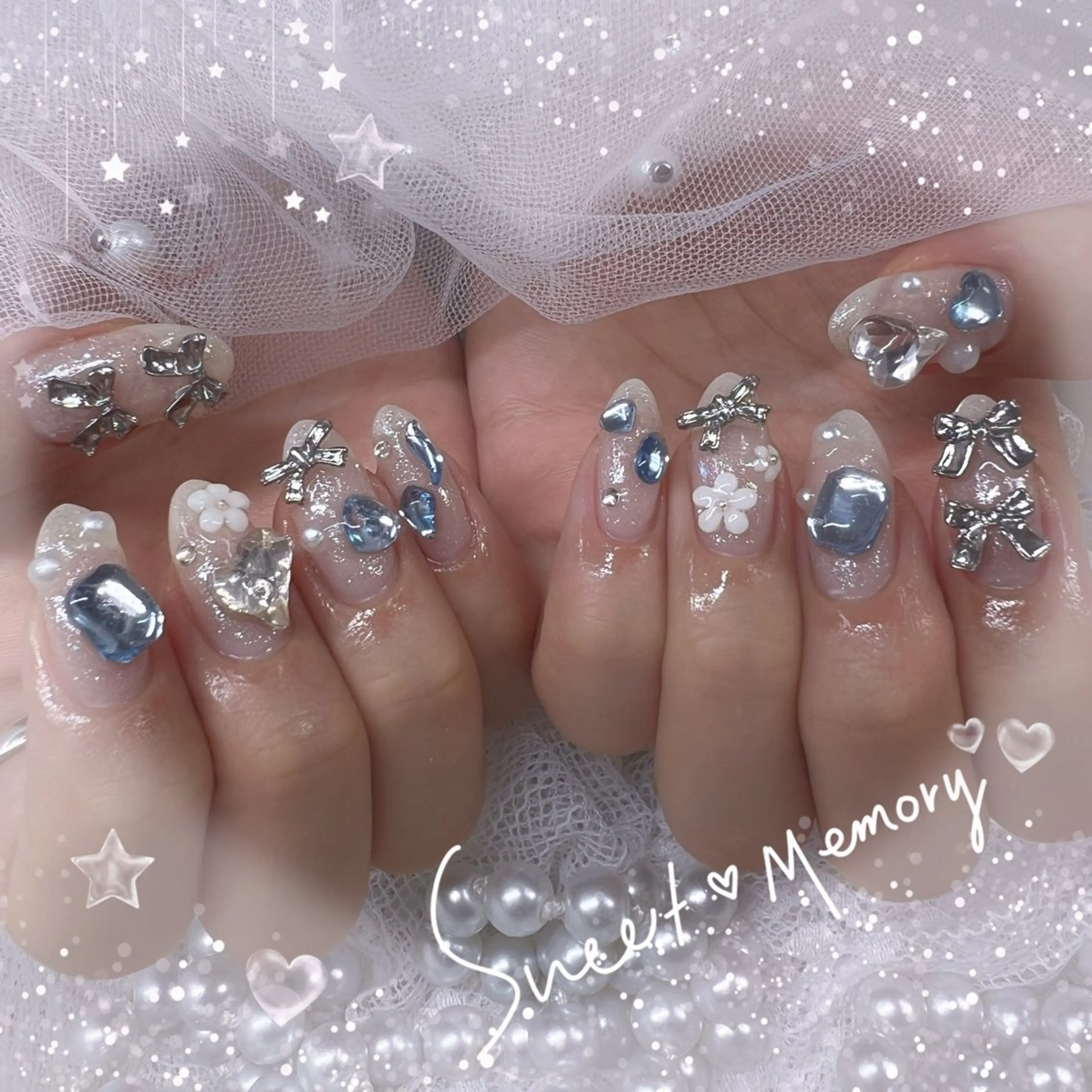 ネイル チークネイル フレンチネイル ガーリー ガラスフレンチ グラデーション ハンドネイル Chill Nailsalonのネイルデザイン
