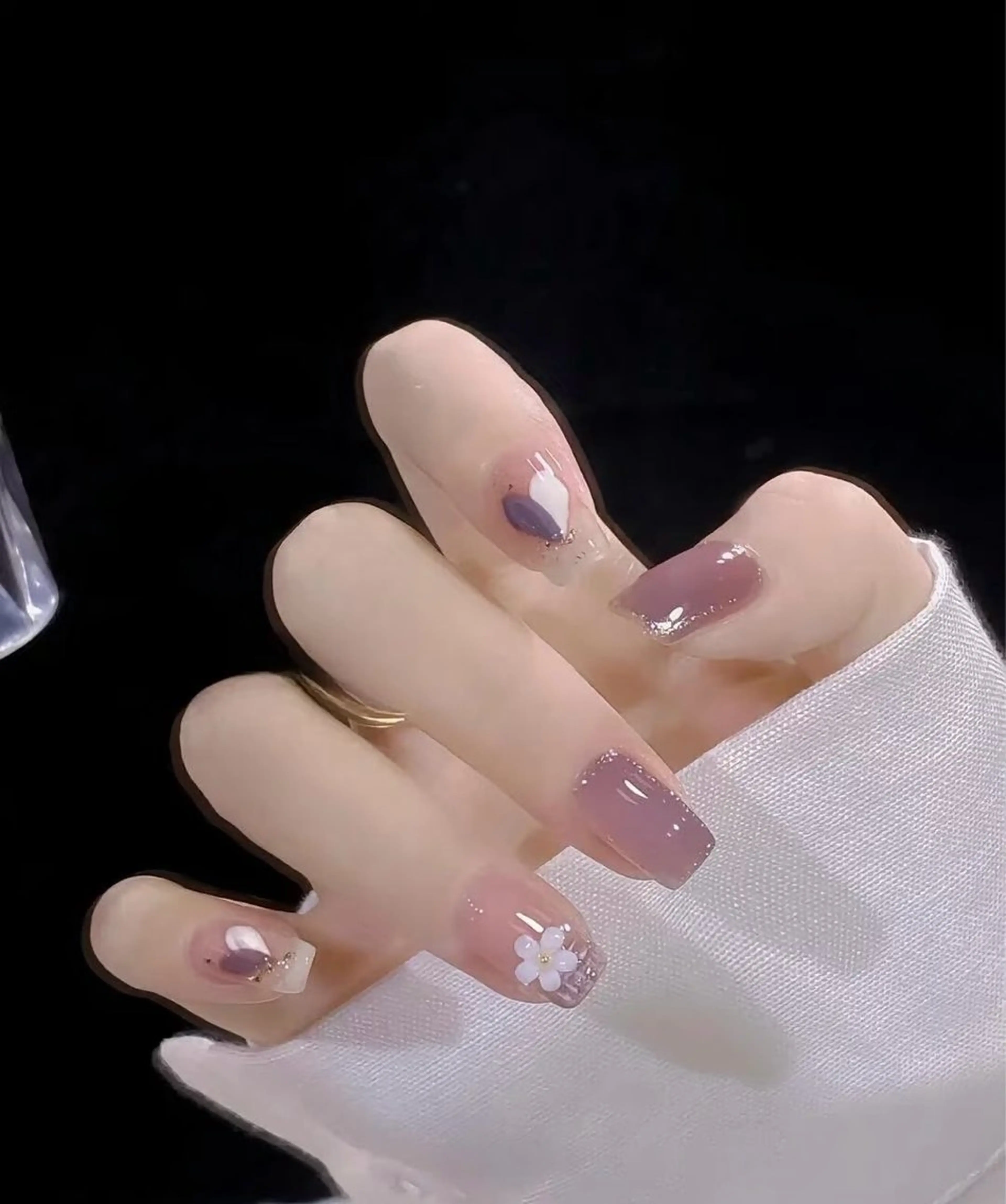 ネイル アートネイル オーロラネイル クリアネイル 長さ出し フレンチネイル MoriseNail Jr研修💜イシダのネイルデザイン