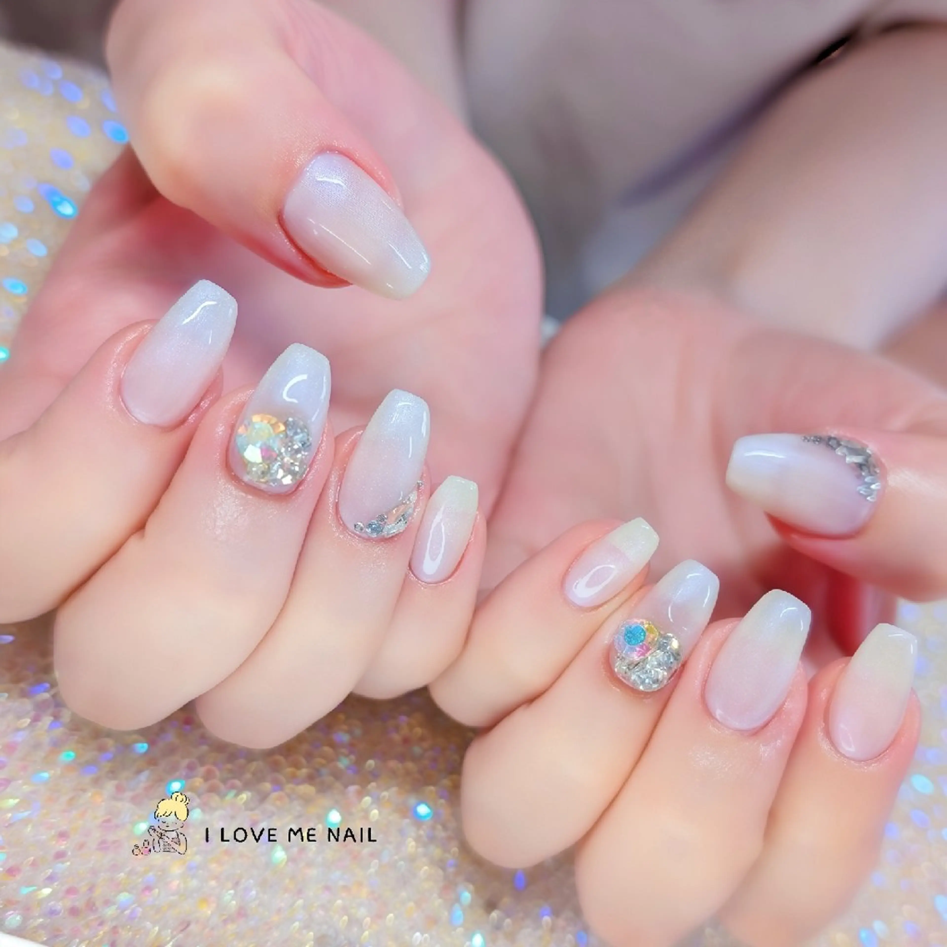 ネイル 長さ出し ハート 韓国ネイル マグネットネイル ニュアンスネイル ハンドネイル I LOVE ME NAIL.｡.:*♡のネイルデザイン