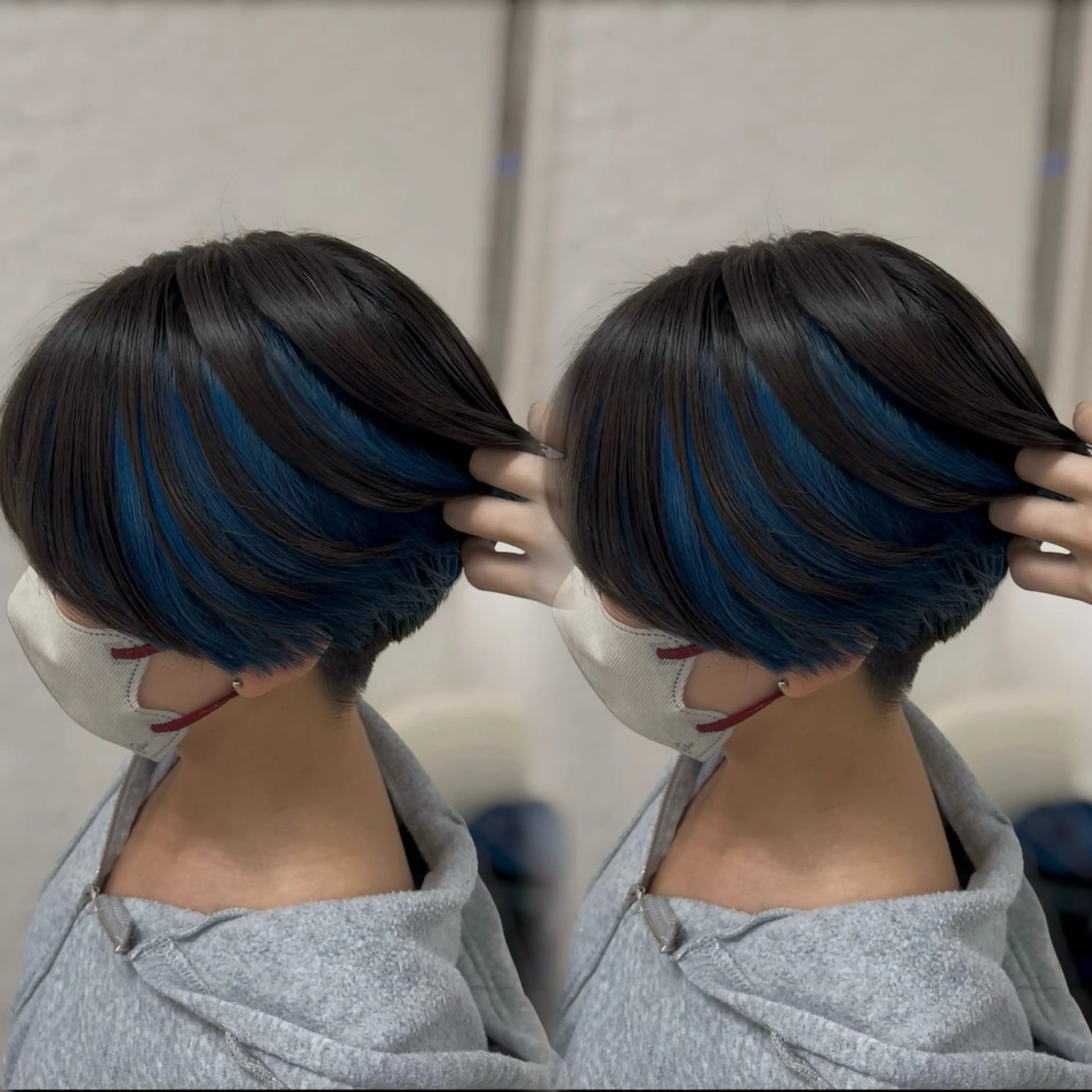 ショート カラー ブリーチ インナーカラー ショートヘア ヘアカラー ヘアセット ベージュ/つや髪/ レイヤー／ゆいなのヘアスタイル