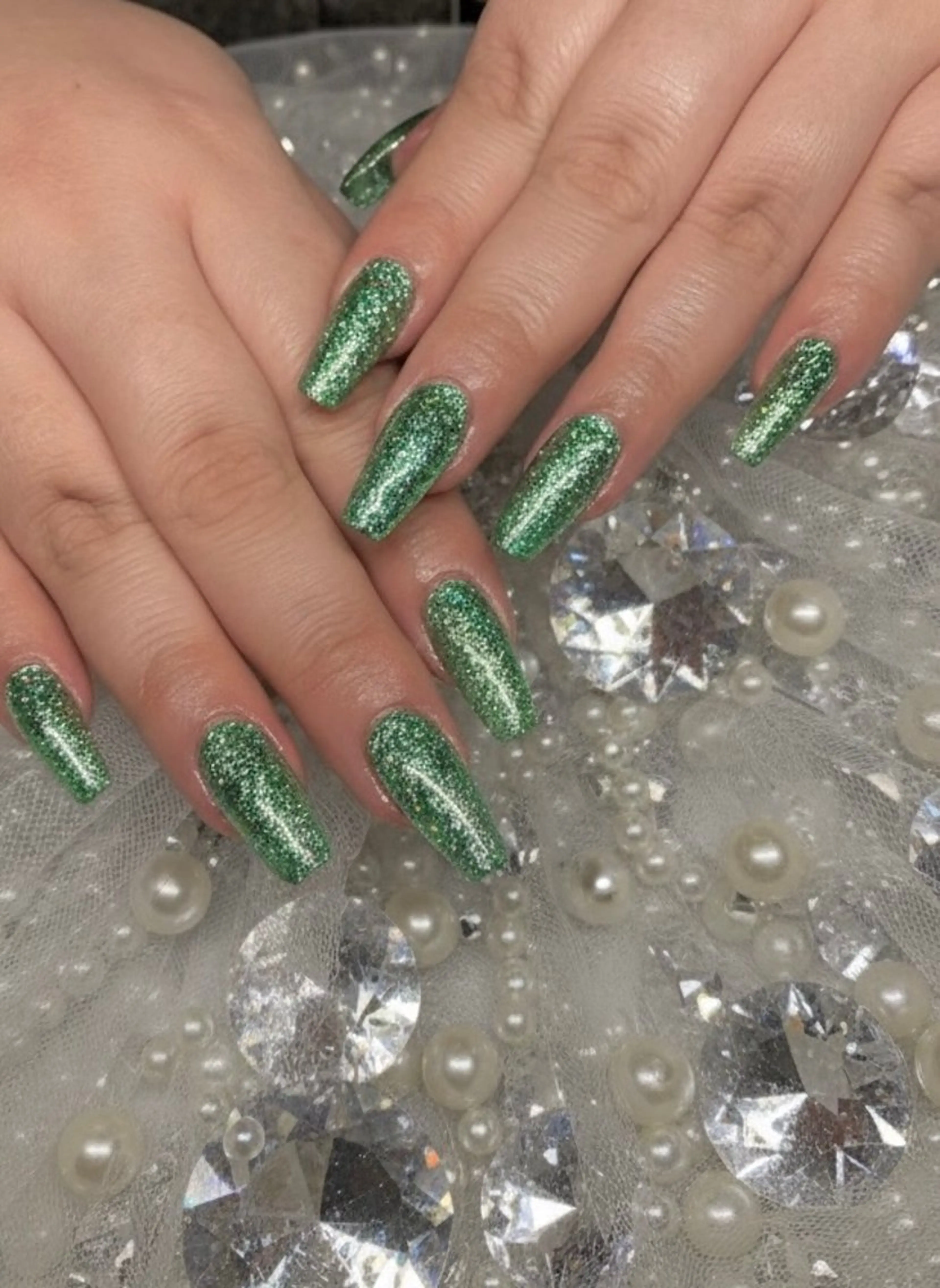 ネイル フラッシュネイル グリーン ハンドネイル UNABOMBA (24時間営業)のネイルデザイン