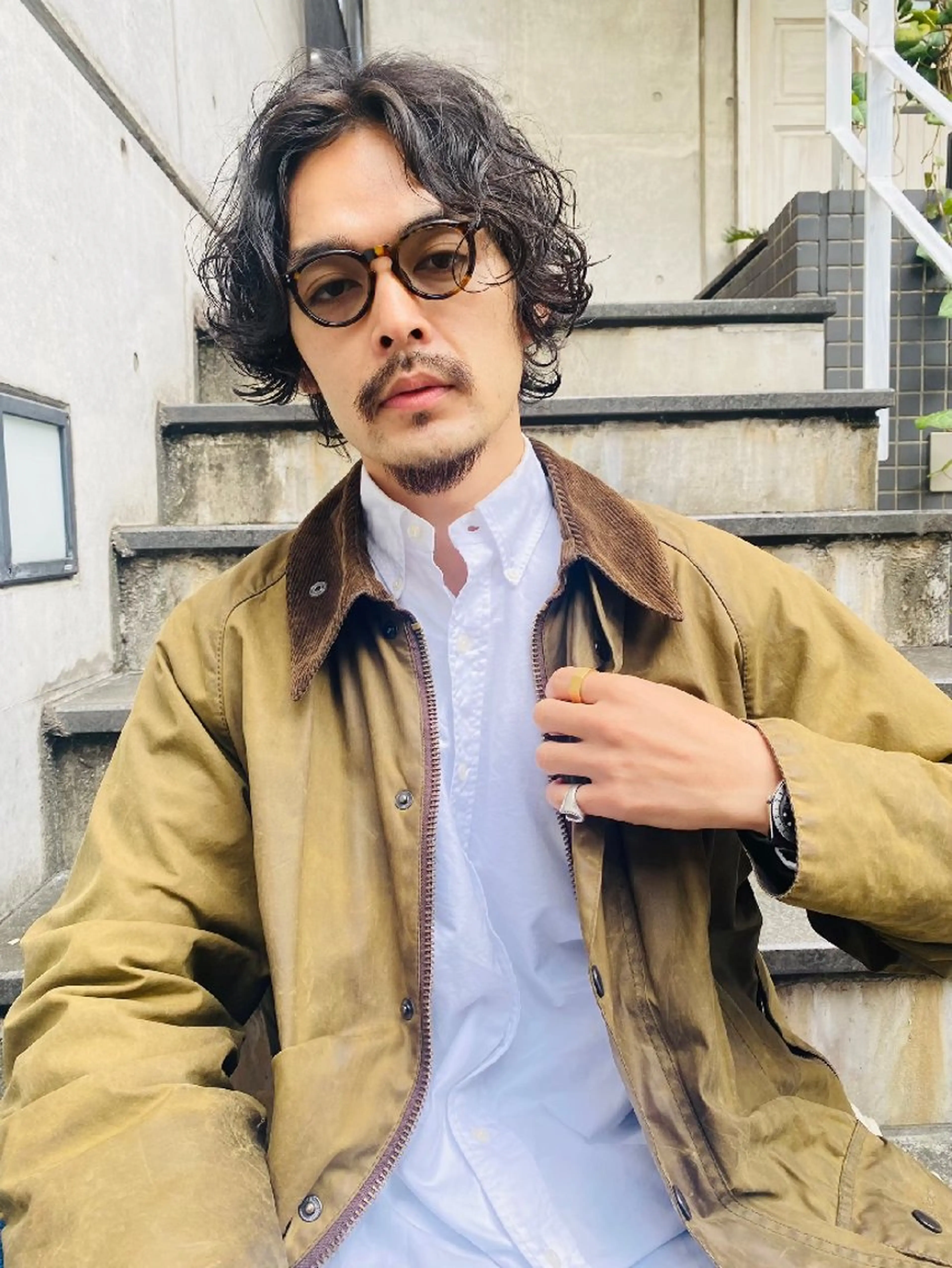 ミディアム パーマ カラー ヘアアレンジ メンズ カット パーマ トリートメント 【毛流れヘア】 人気No.1/ユウキのヘアスタイル