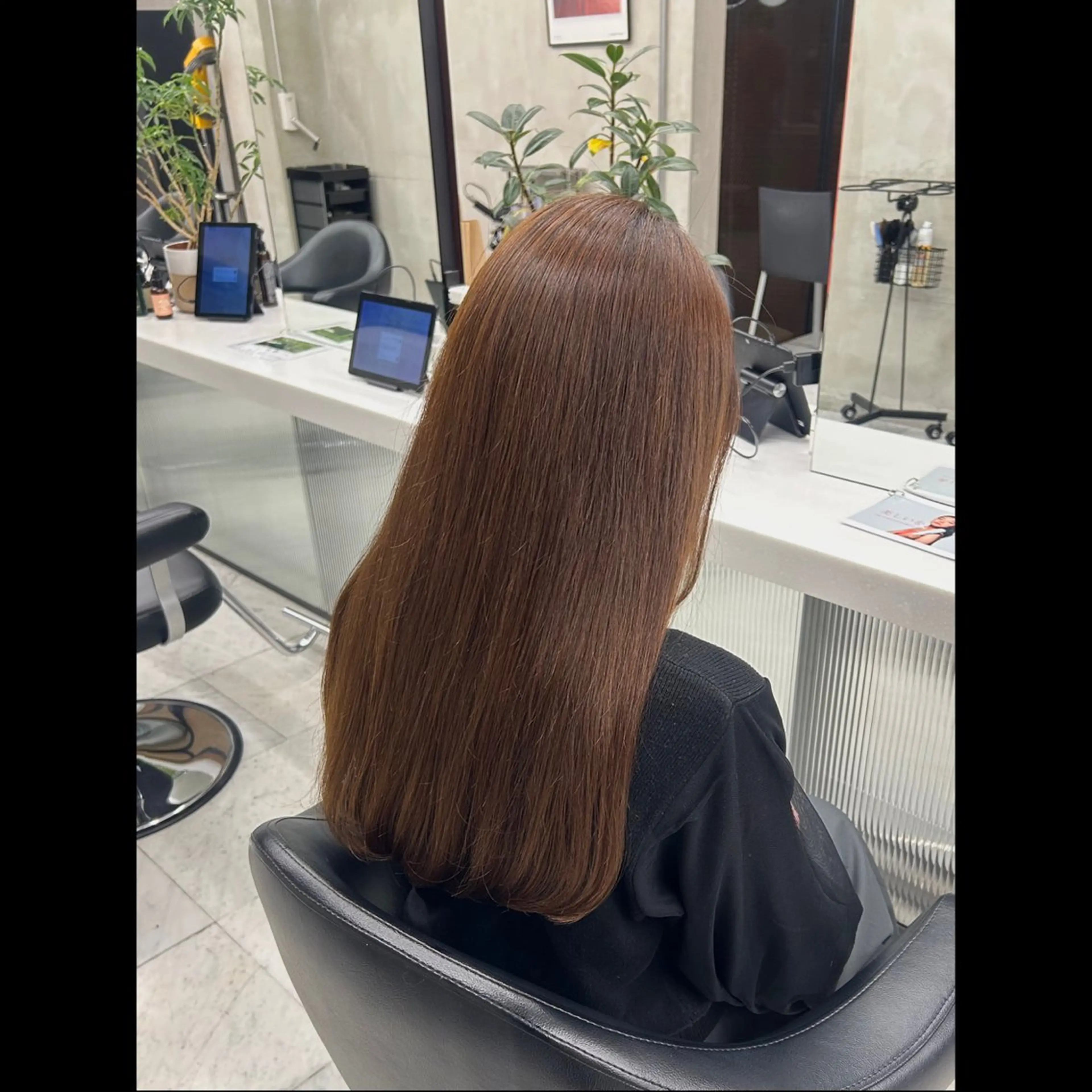 ロング 縮毛矯正 酸性ストレート カット 縮毛矯正 カットモデル/ボブ/ reina🐈‍⬛のヘアスタイル